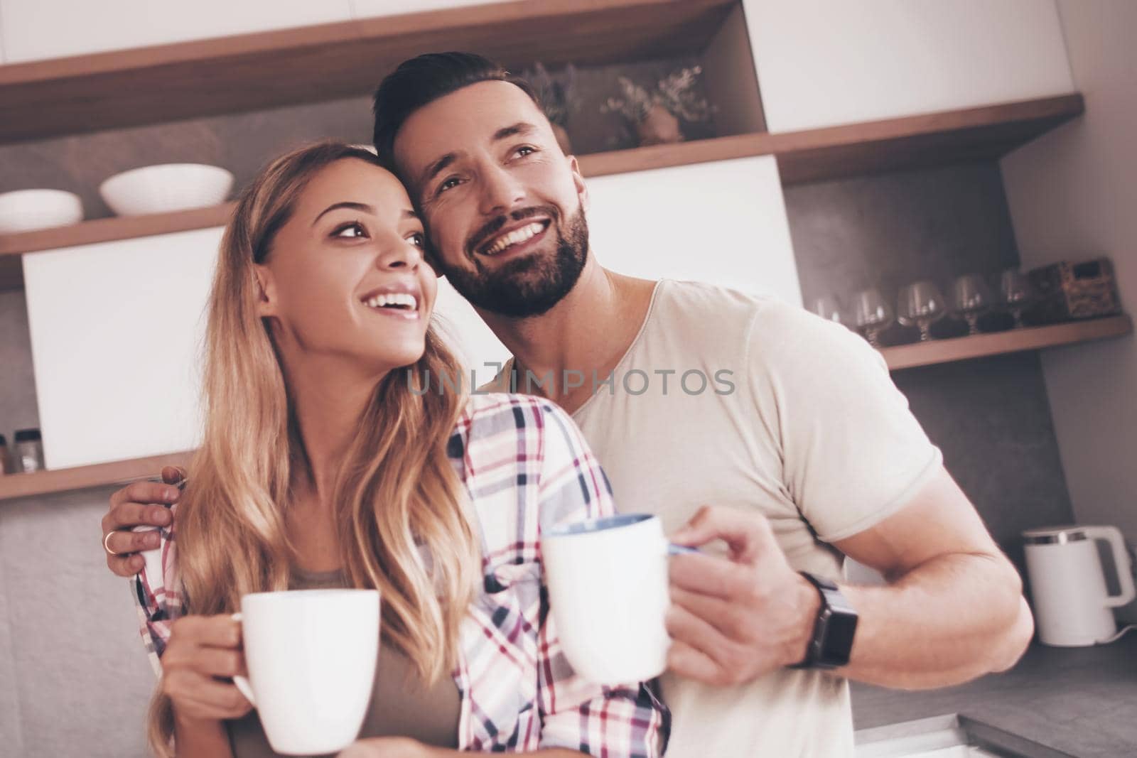 close up. happy young woman with Cup of coffee