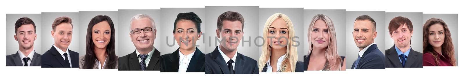 panoramic collage of portraits of young entrepreneurs. business concept