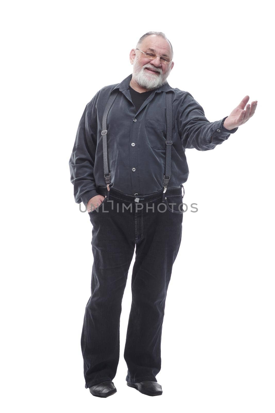 friendly bearded man looking at the camera. isolated on a white by asdf