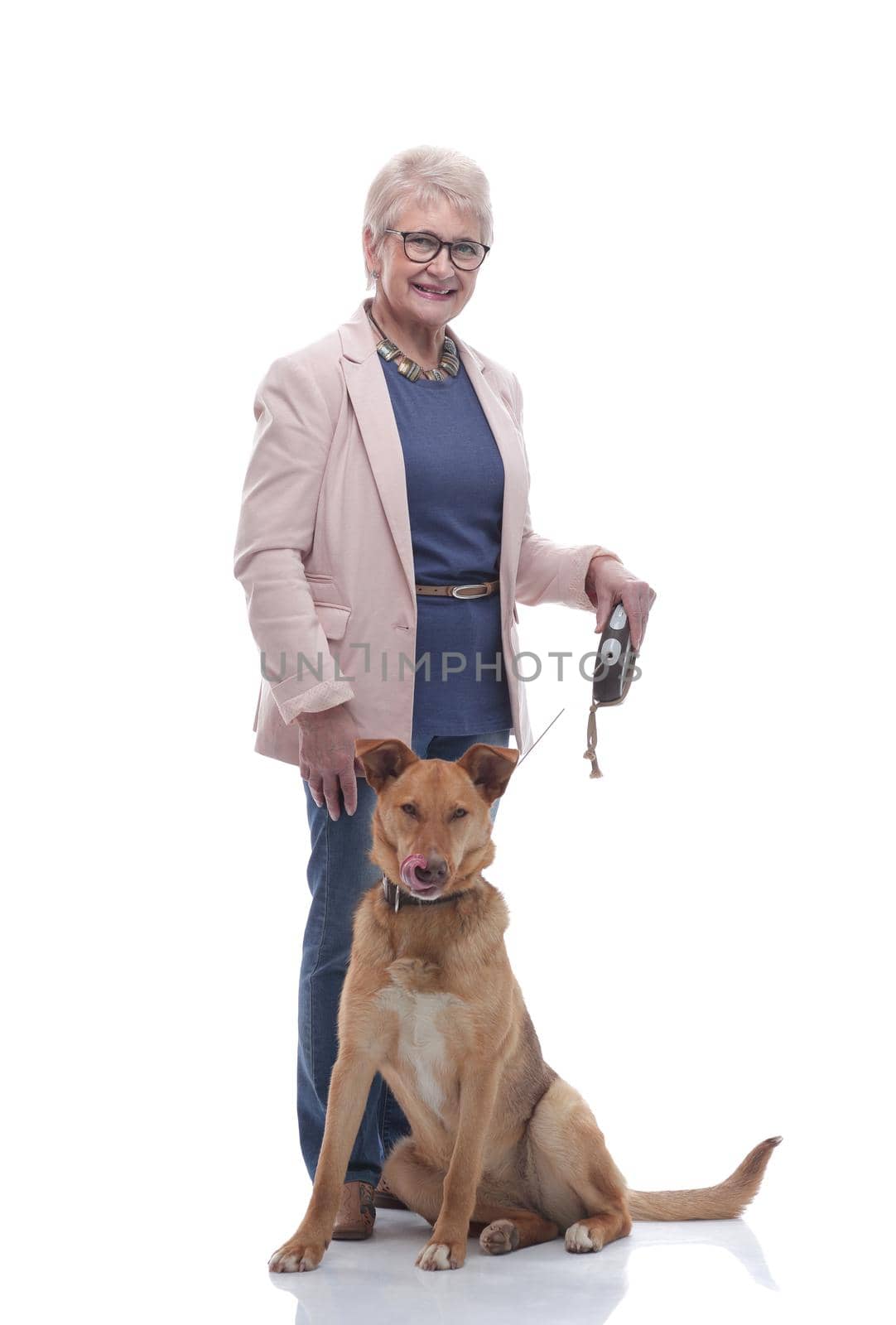 full- length . smiling casual senior woman with her pet. by asdf