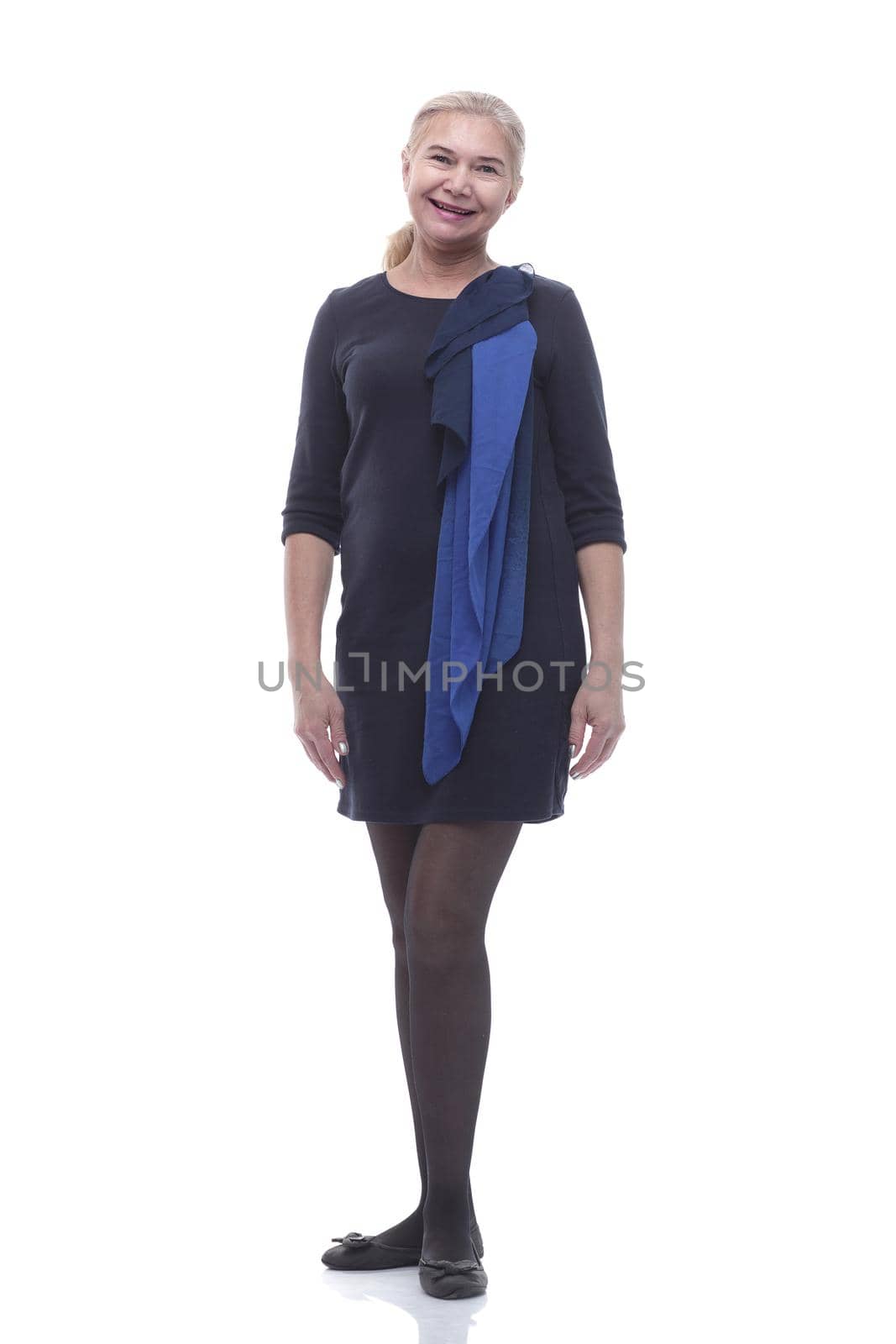 in full growth. smiling mature woman in a short dress by asdf