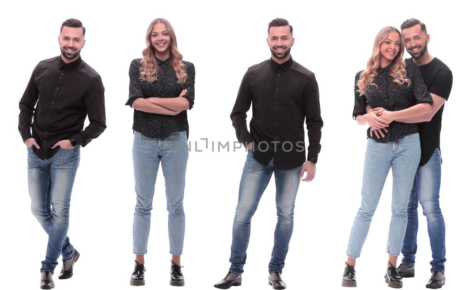 collage of photos of a young man and woman in jeans by asdf
