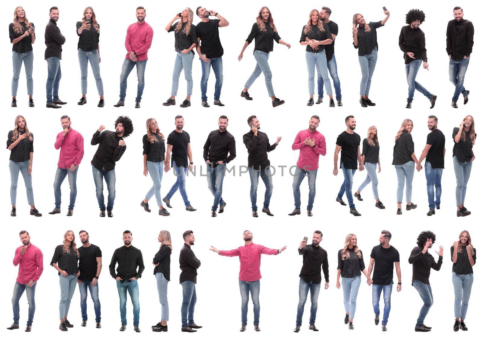collage of photos of many diverse young people. isolated on a white background