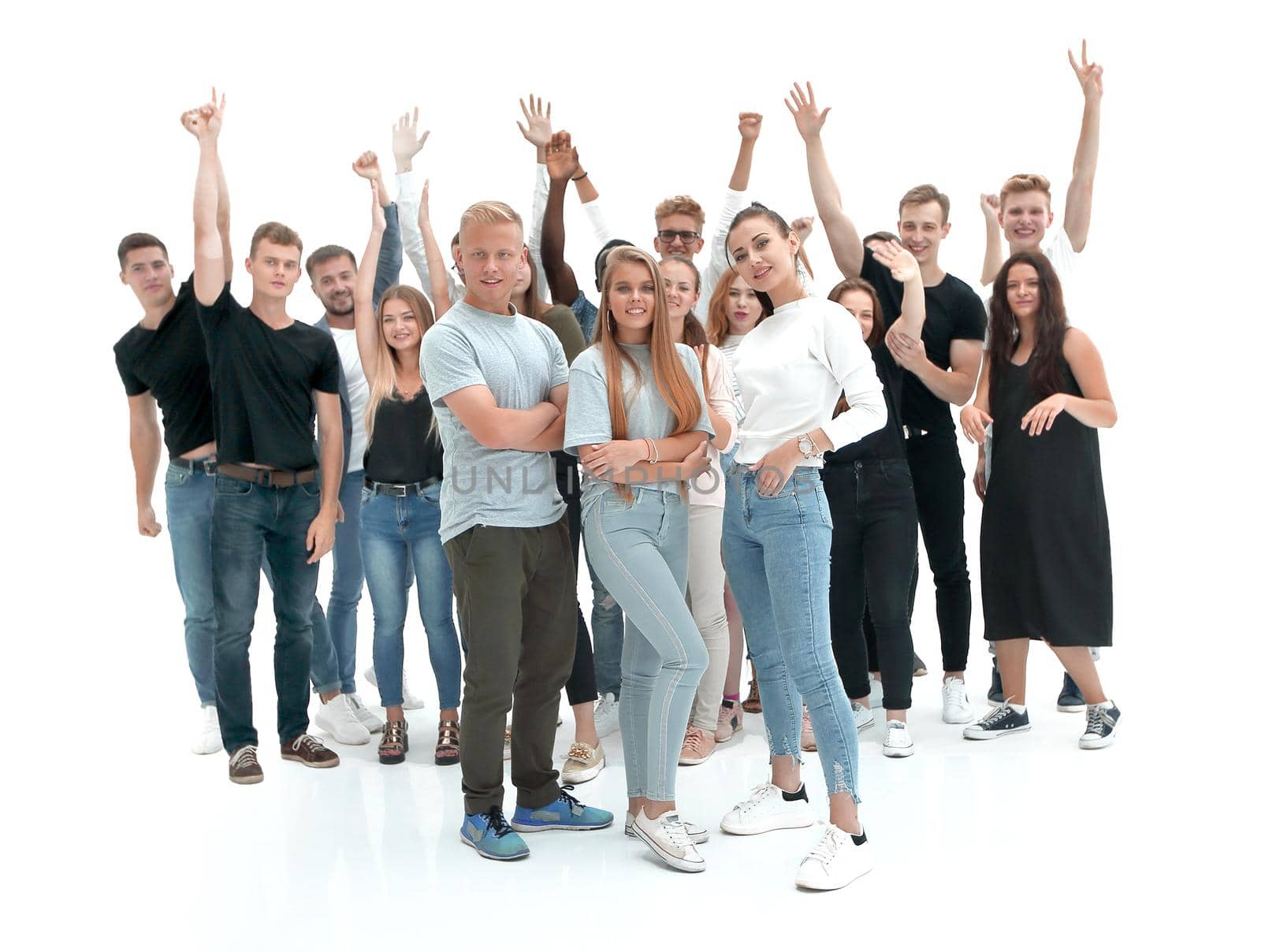 in full growth. casual group of happy young people . photo with copy space