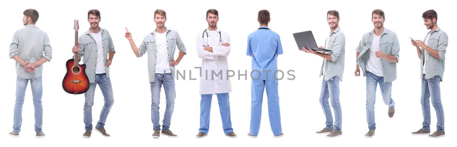 collage doctor and young man isolated on white by asdf