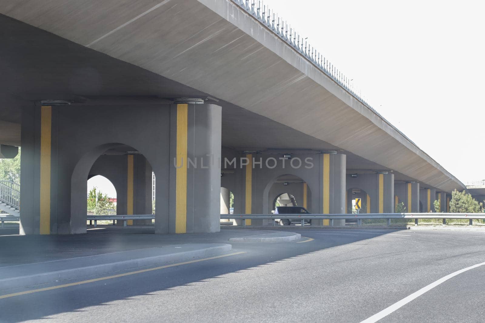 New concrete road junction in the form of a bridge on Ryskulov Avenue and Eastern Bypass. Almaty, Kazakhstan - June 13, 2020