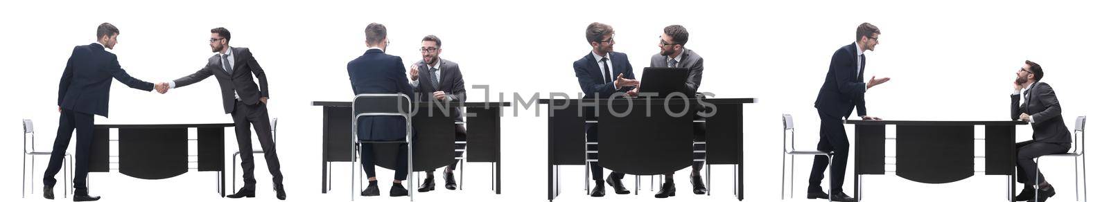 callage. two business people sitting at the Desk by asdf