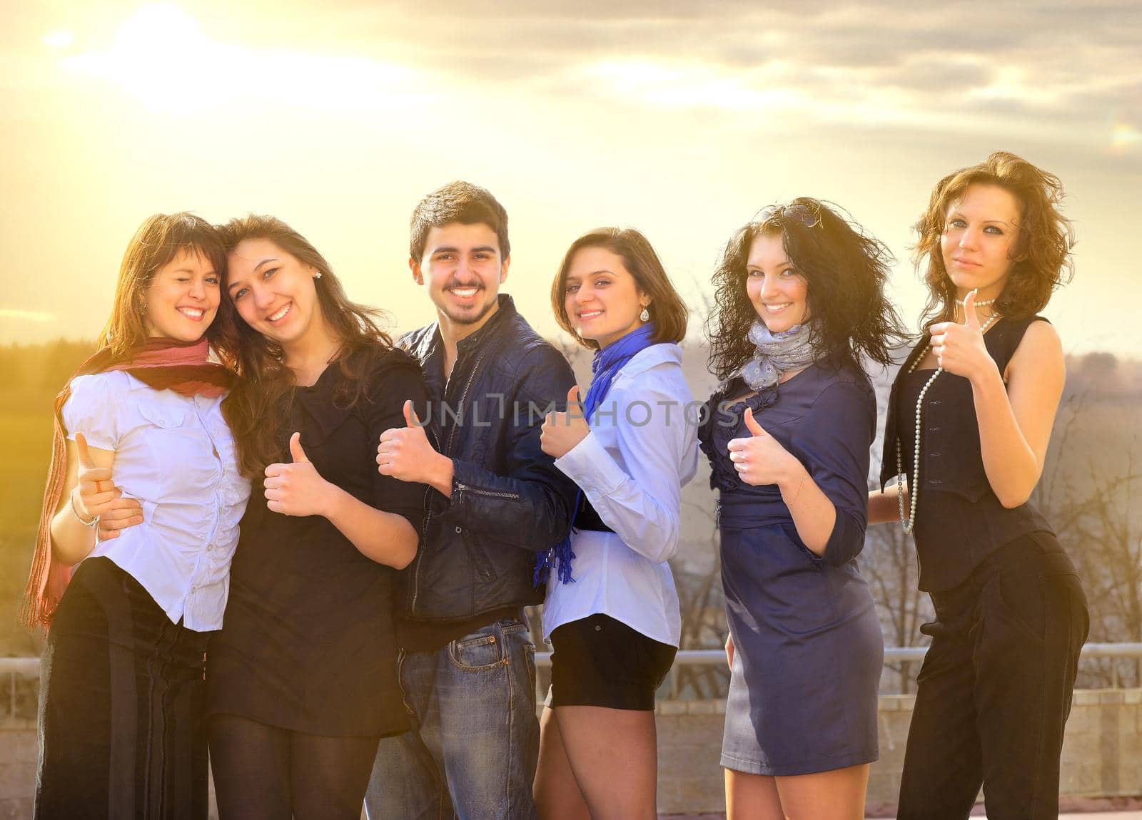 Group of merry students.