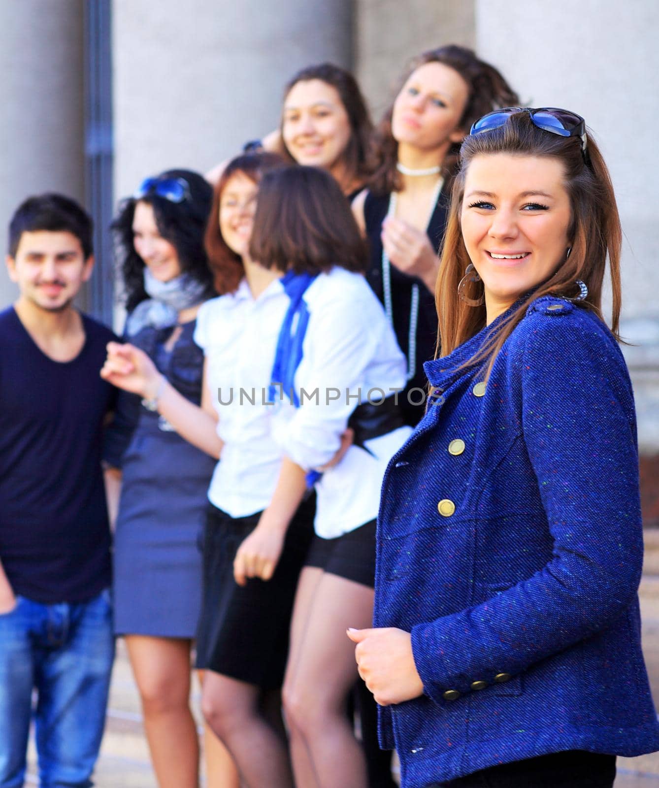 Group of merry students.