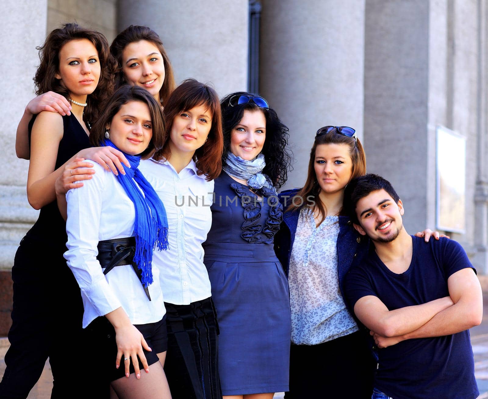 Group of merry students.
