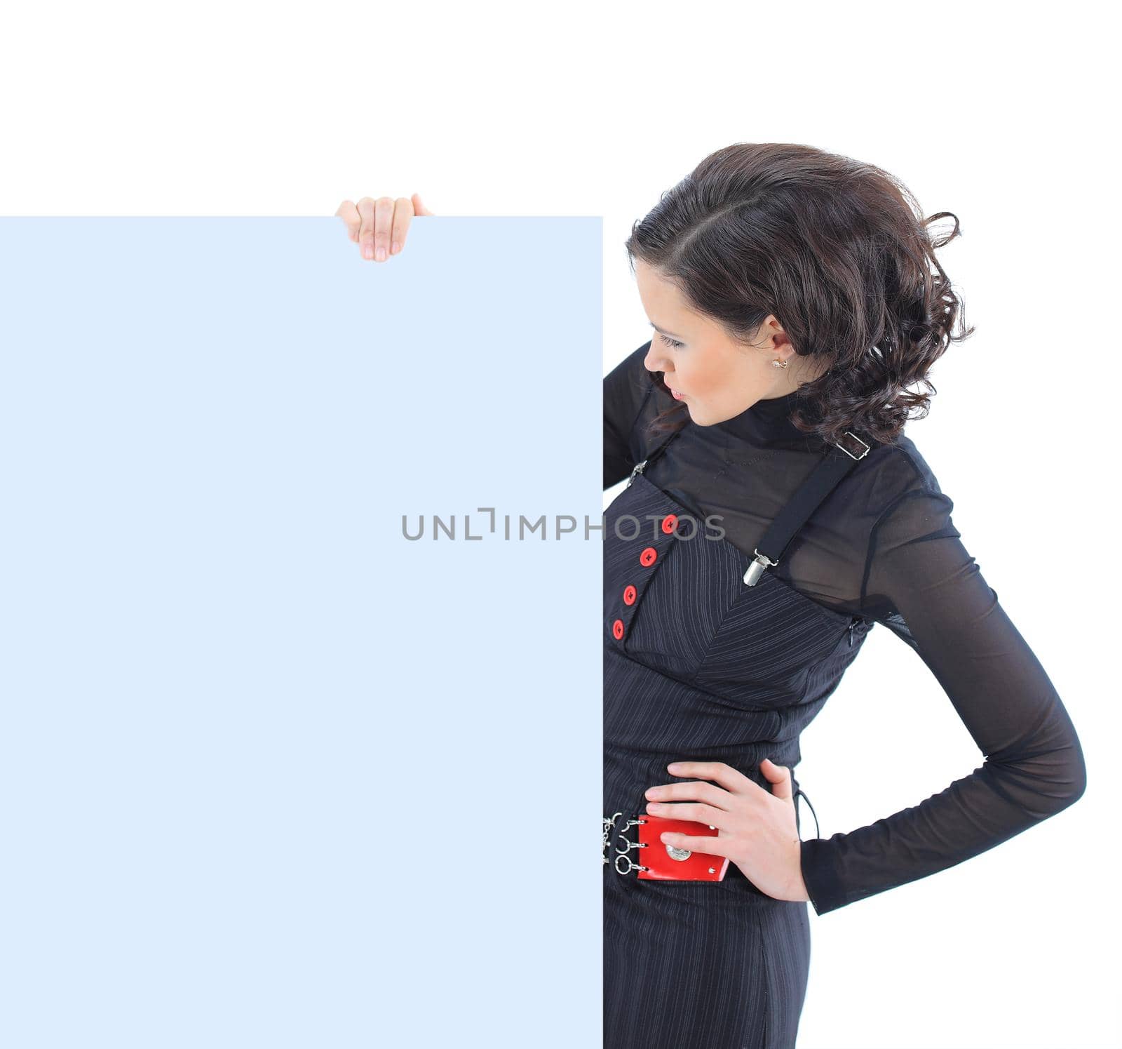 Beatiful business woman . Isolated on a white background.
