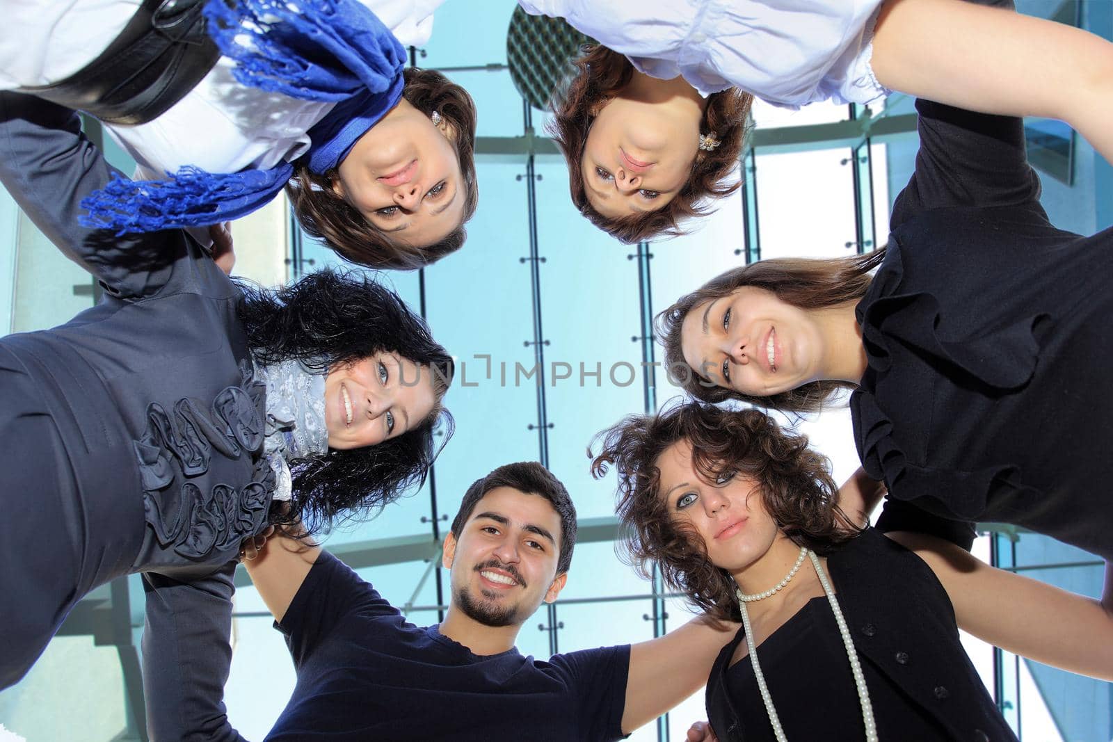 Group of merry students.