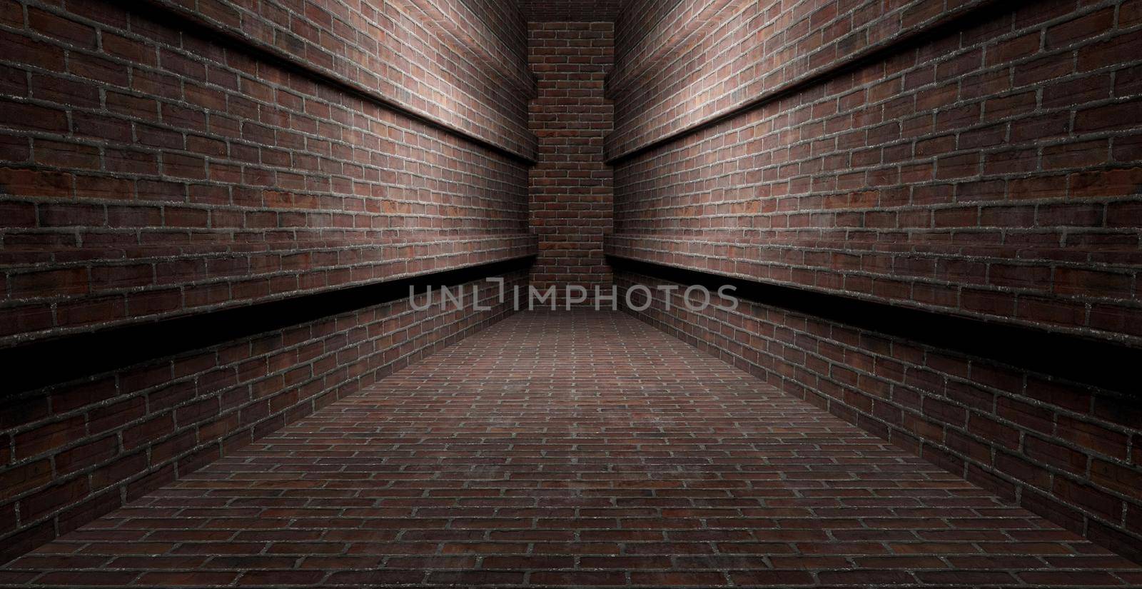 Abstract empty brick alley scene background 3D Render
