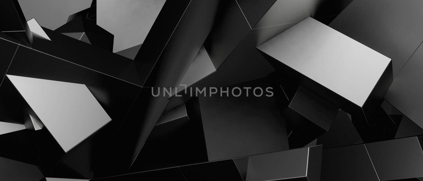 Abstract Luxury Geometric Modern Chaos Cubes Modern Silver Gray Iillustration Background Wallpaper 3D Illustration