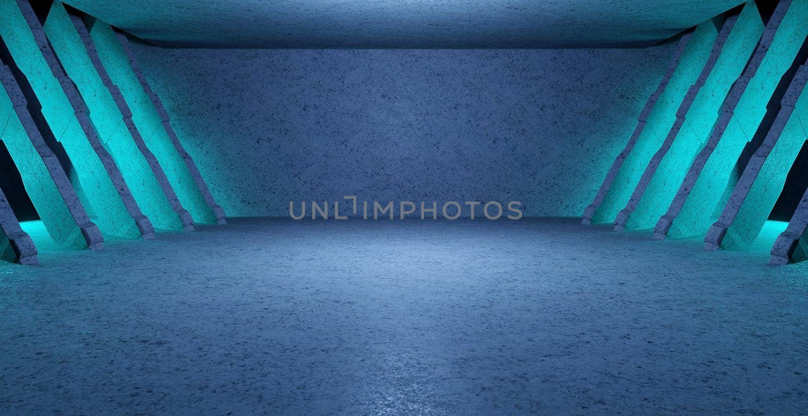 Artificial Intelligence Lighted Light Blue Abstract Background Pedestal Concept 3D Illustration