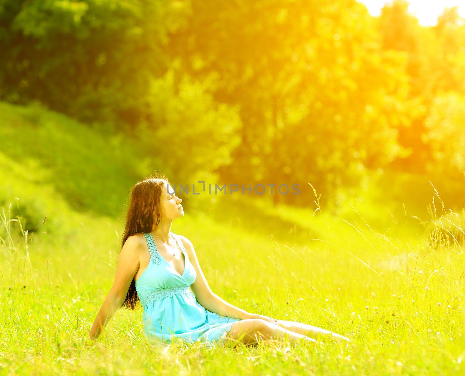 Beauty Girl Outdoors enjoying nature