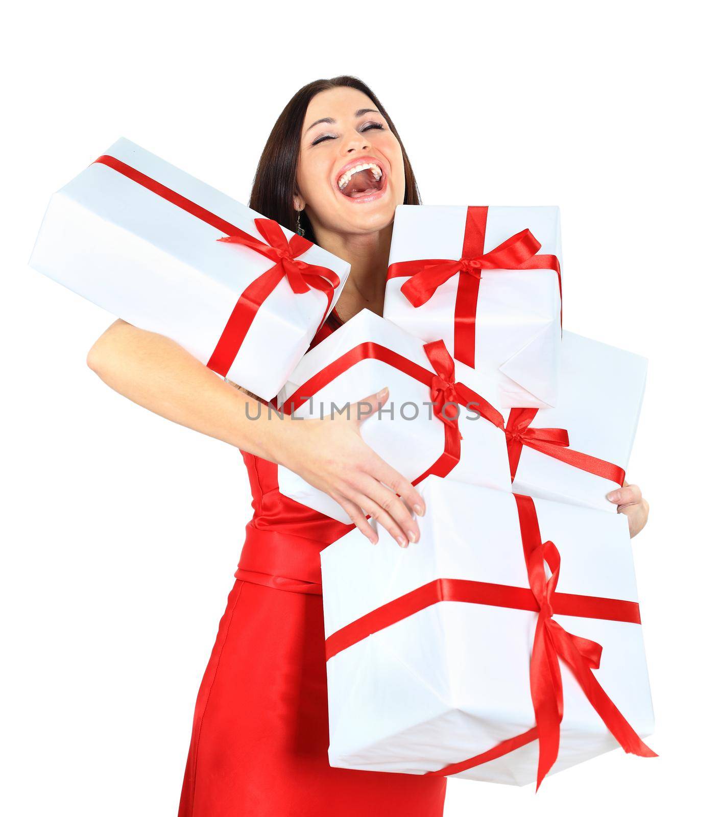 Young happy woman with a gift