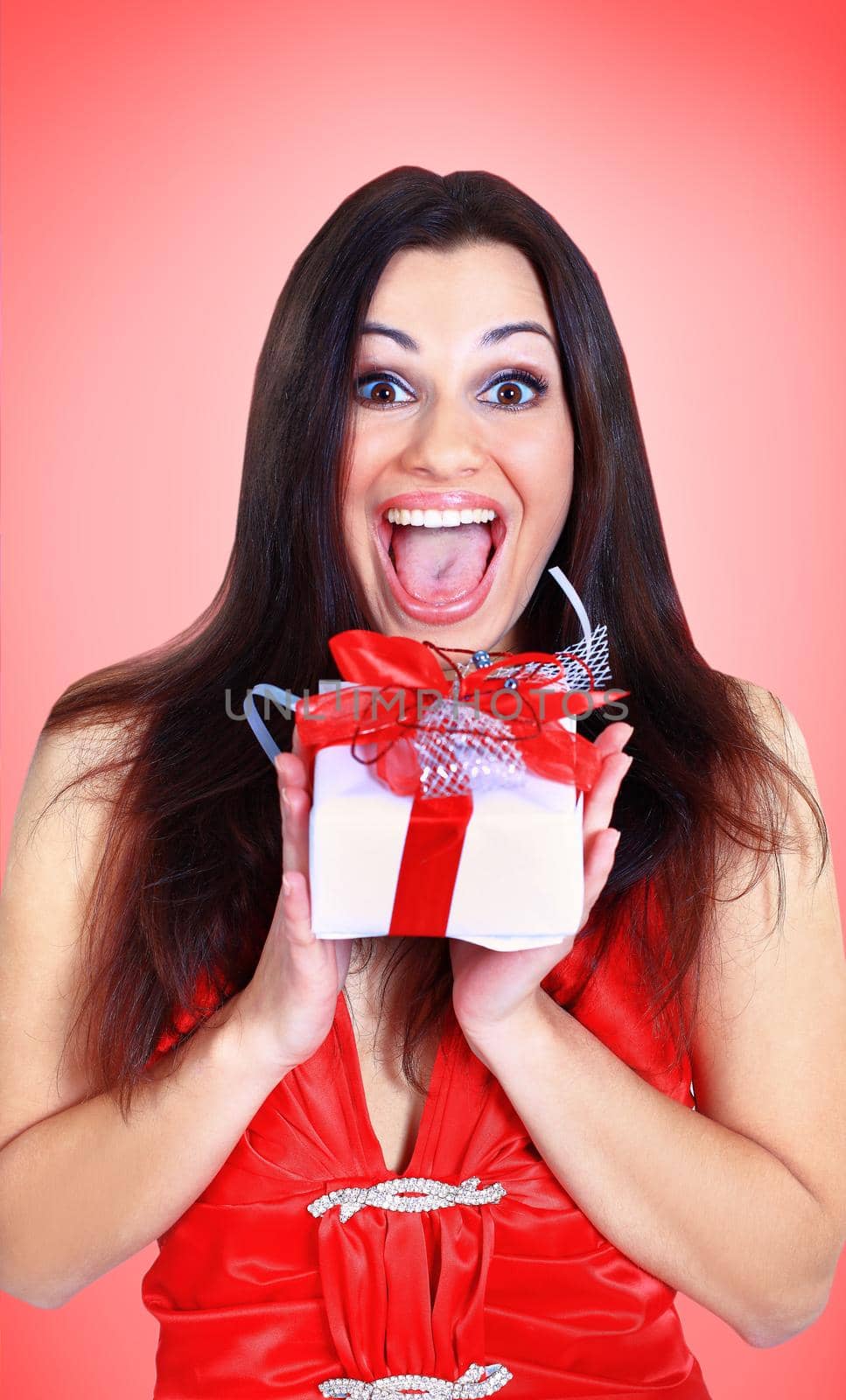 Beautiful girl with gifts.