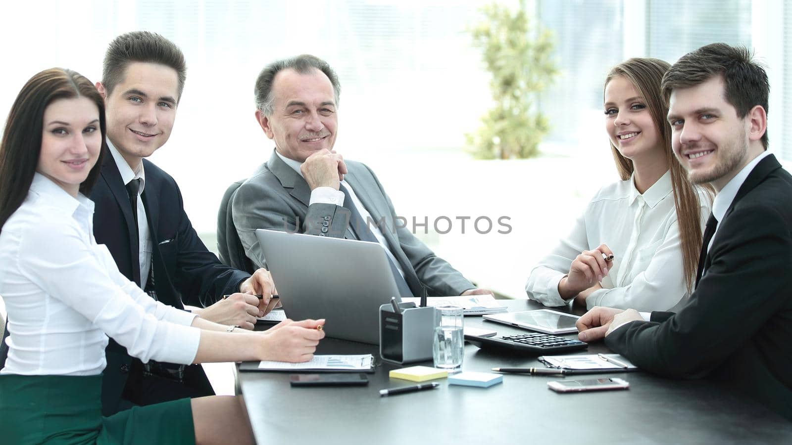 portrait of successful business team in the workplace in the office