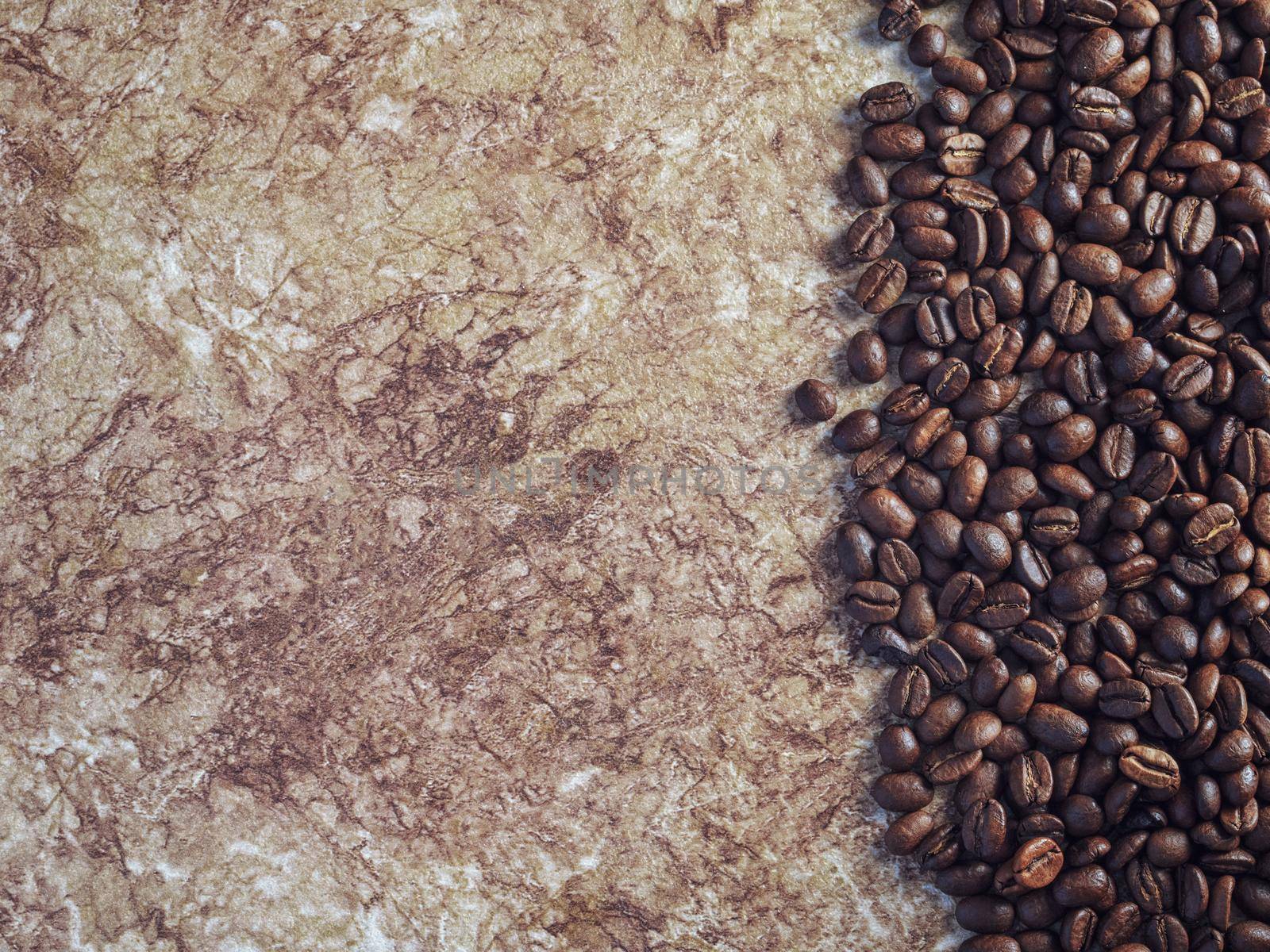 coffee beans on wooden background and empty space