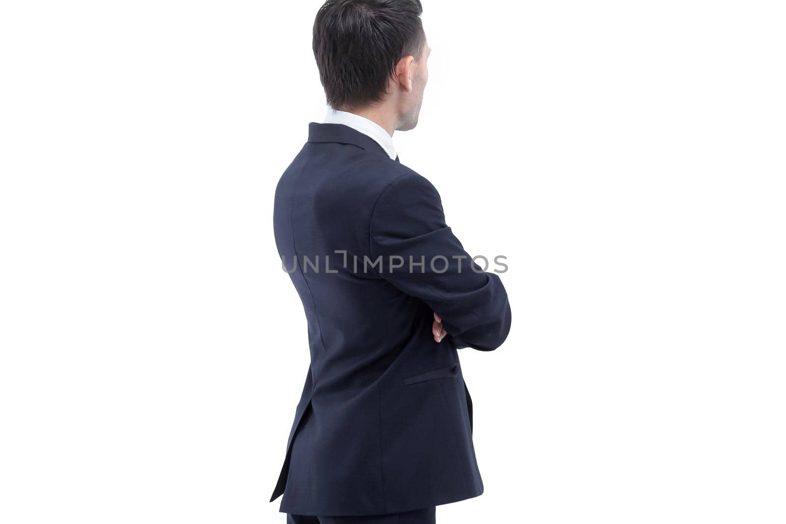 businessman looking at copy space.