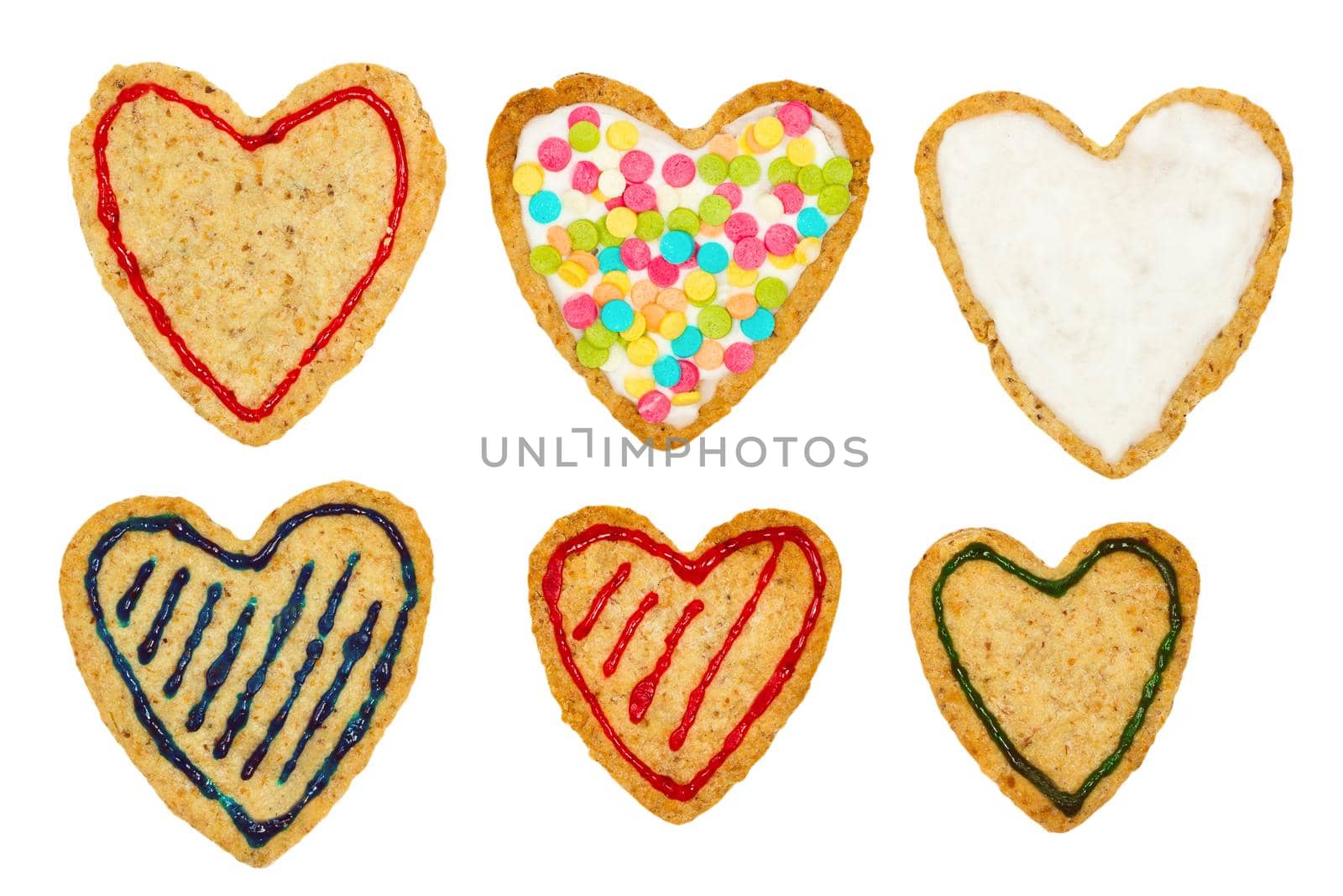 Cookies for Valentine's day. Heart-shaped biscuits isolated on w by dmitryz