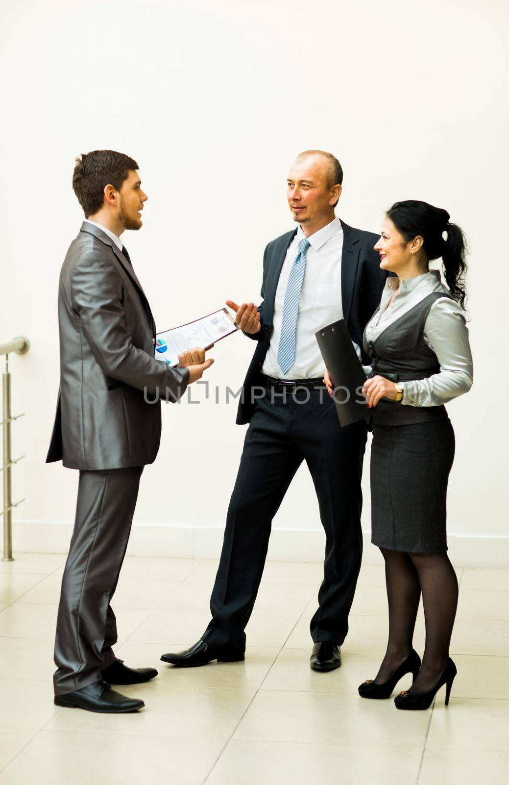 image of a business team discussing the latest financial results