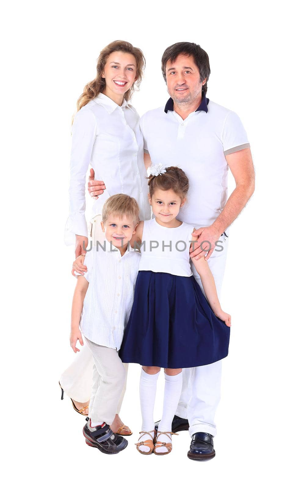 Beautiful happy family - isolated over a white background by SmartPhotoLab