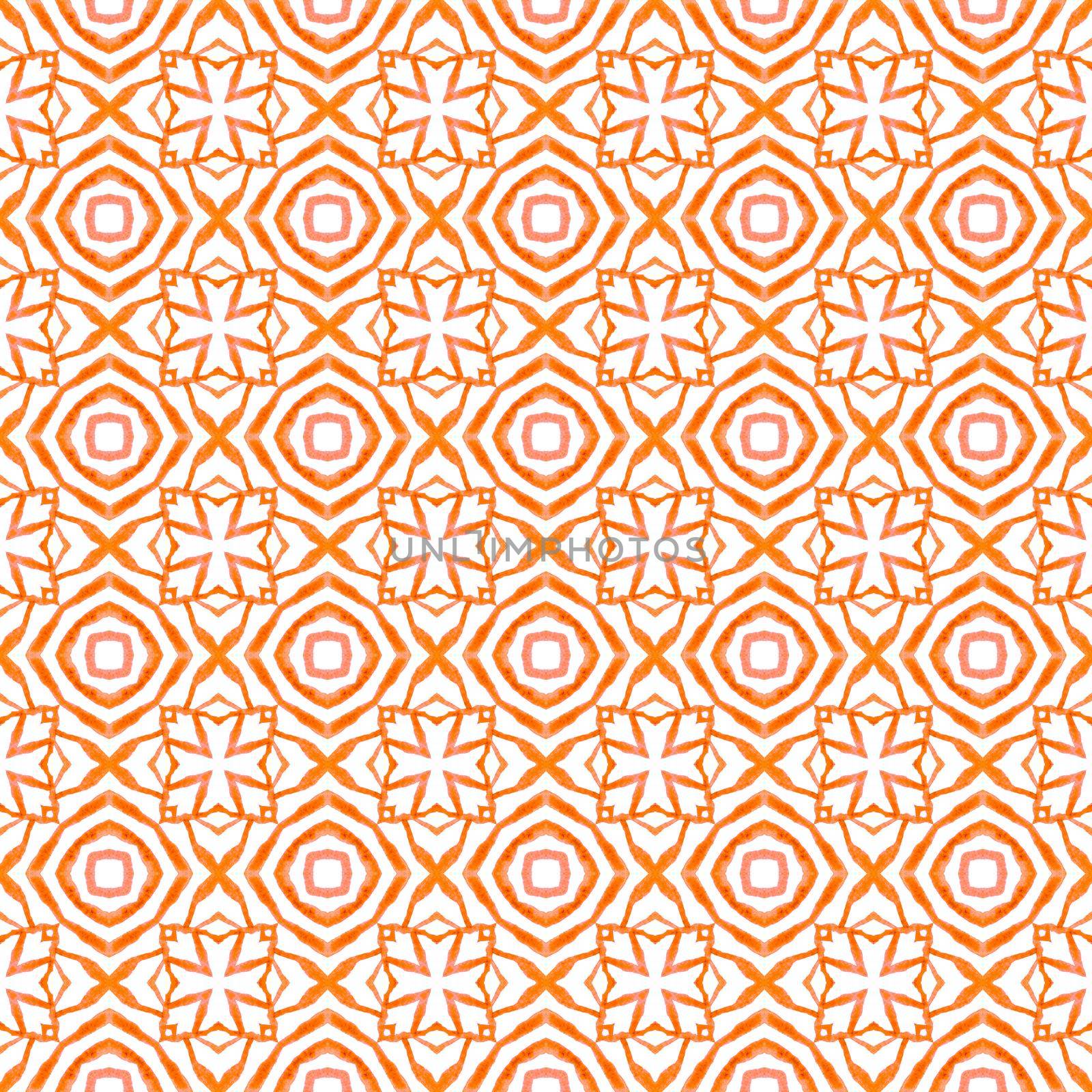 Textile ready eminent print, swimwear fabric, wallpaper, wrapping. Orange imaginative boho chic summer design. Trendy organic green border. Organic tile.