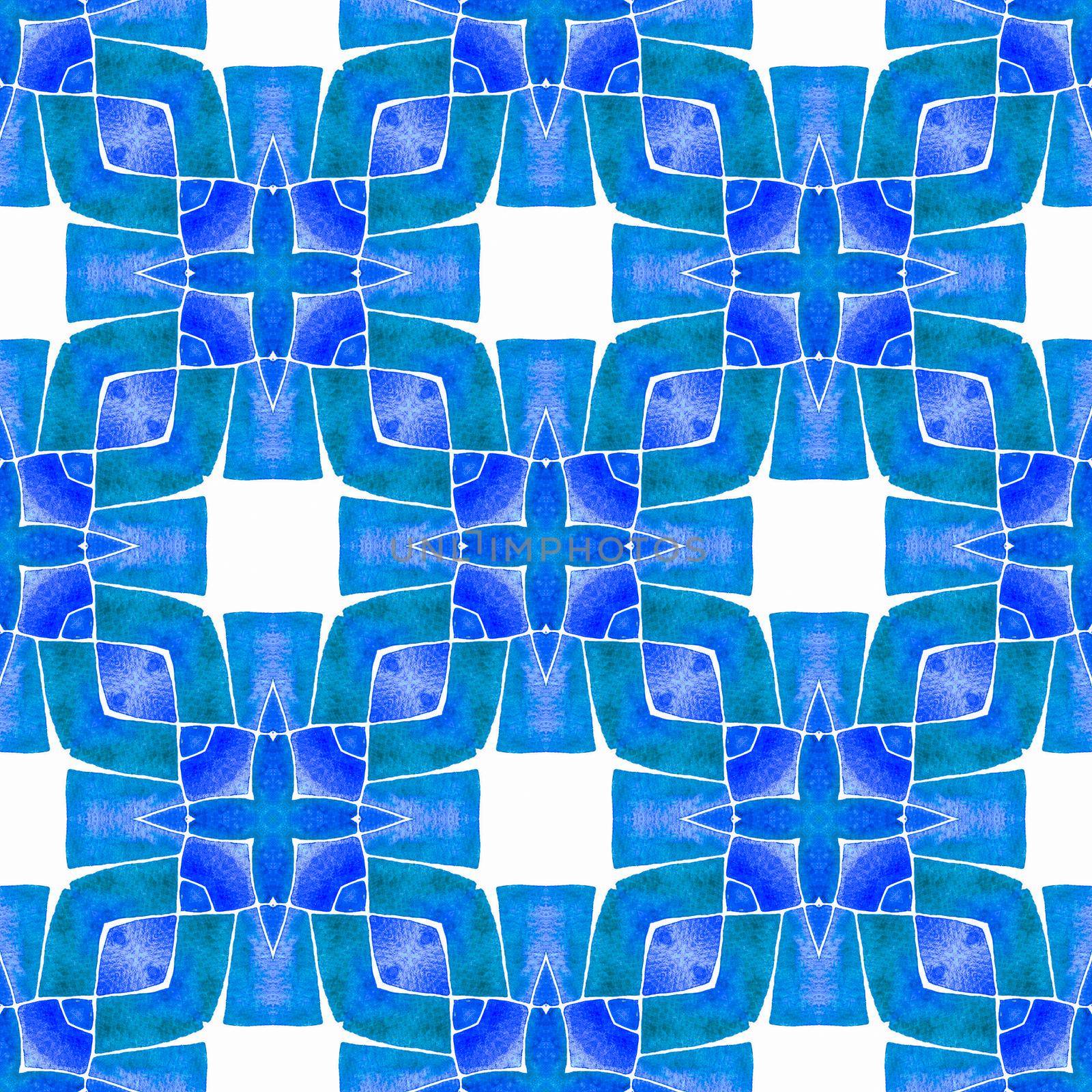 Exotic seamless pattern. Blue resplendent boho by beginagain