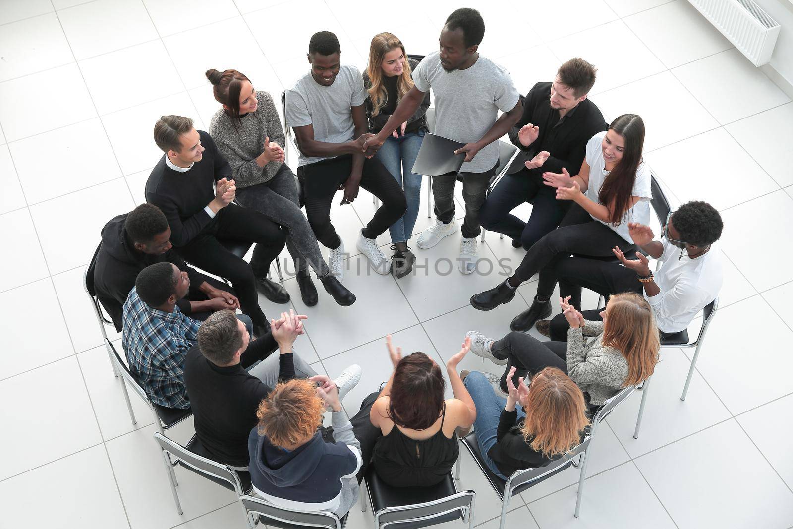 Speaker at business workshop and presentation. Audience at the conference room.