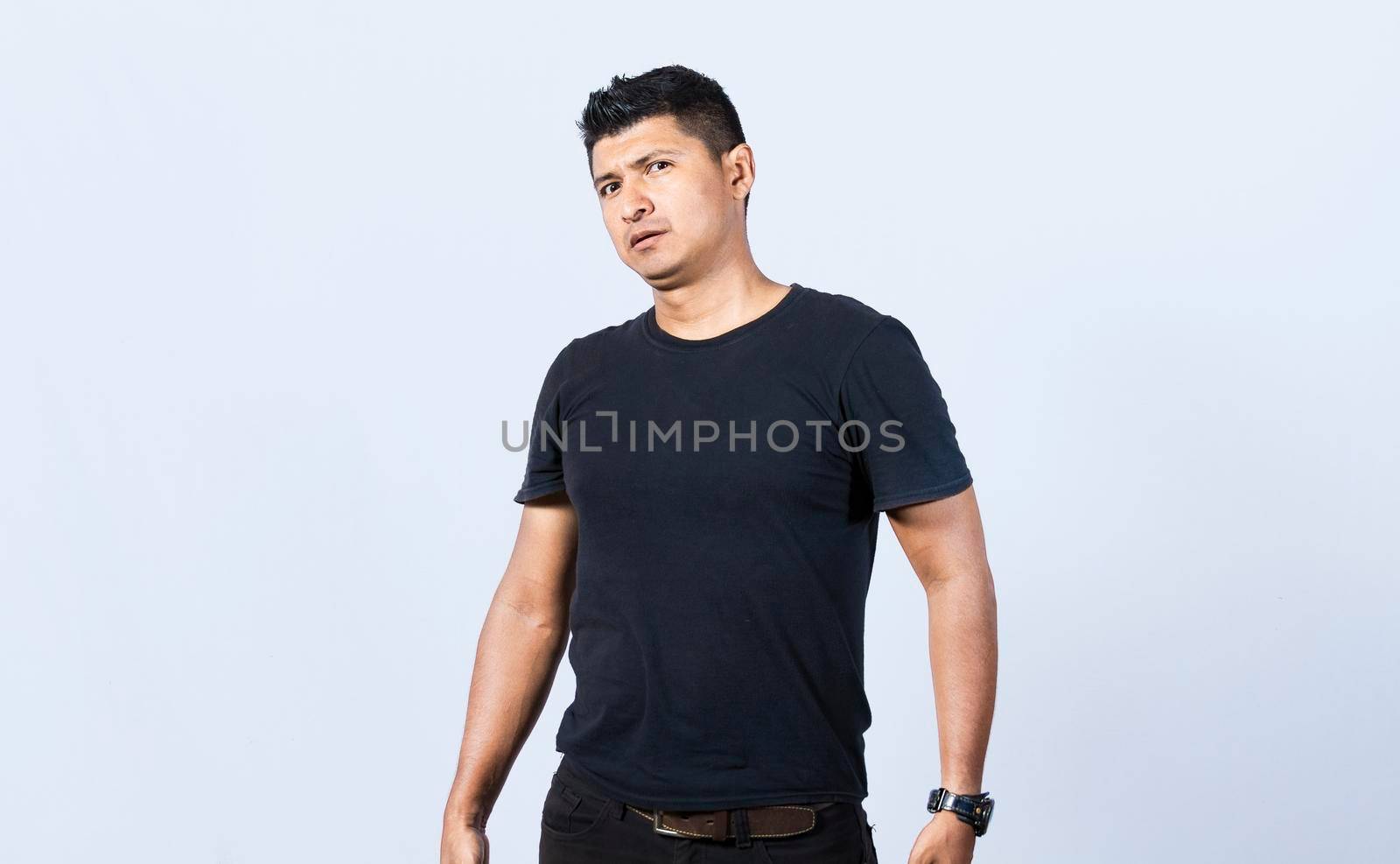 Surprised and discovered people looking at the camera, Surprised man looking into the camera, discovered man with a surprised face