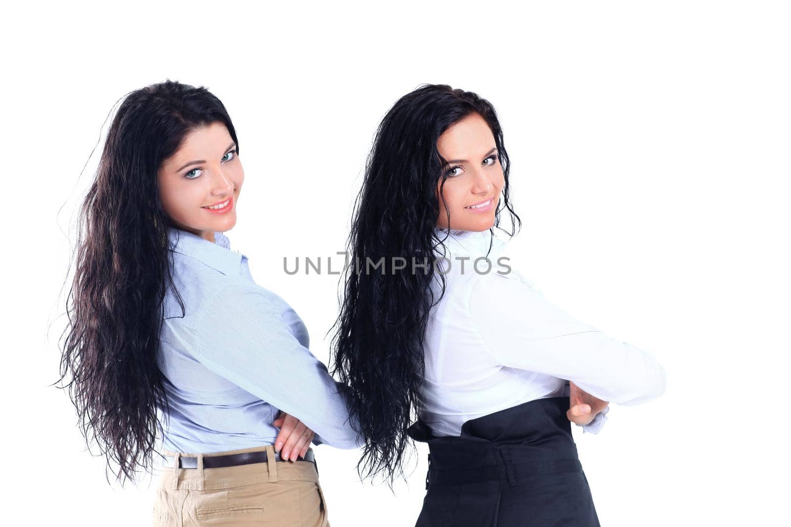 portrait of two successful employees.isolated on white background