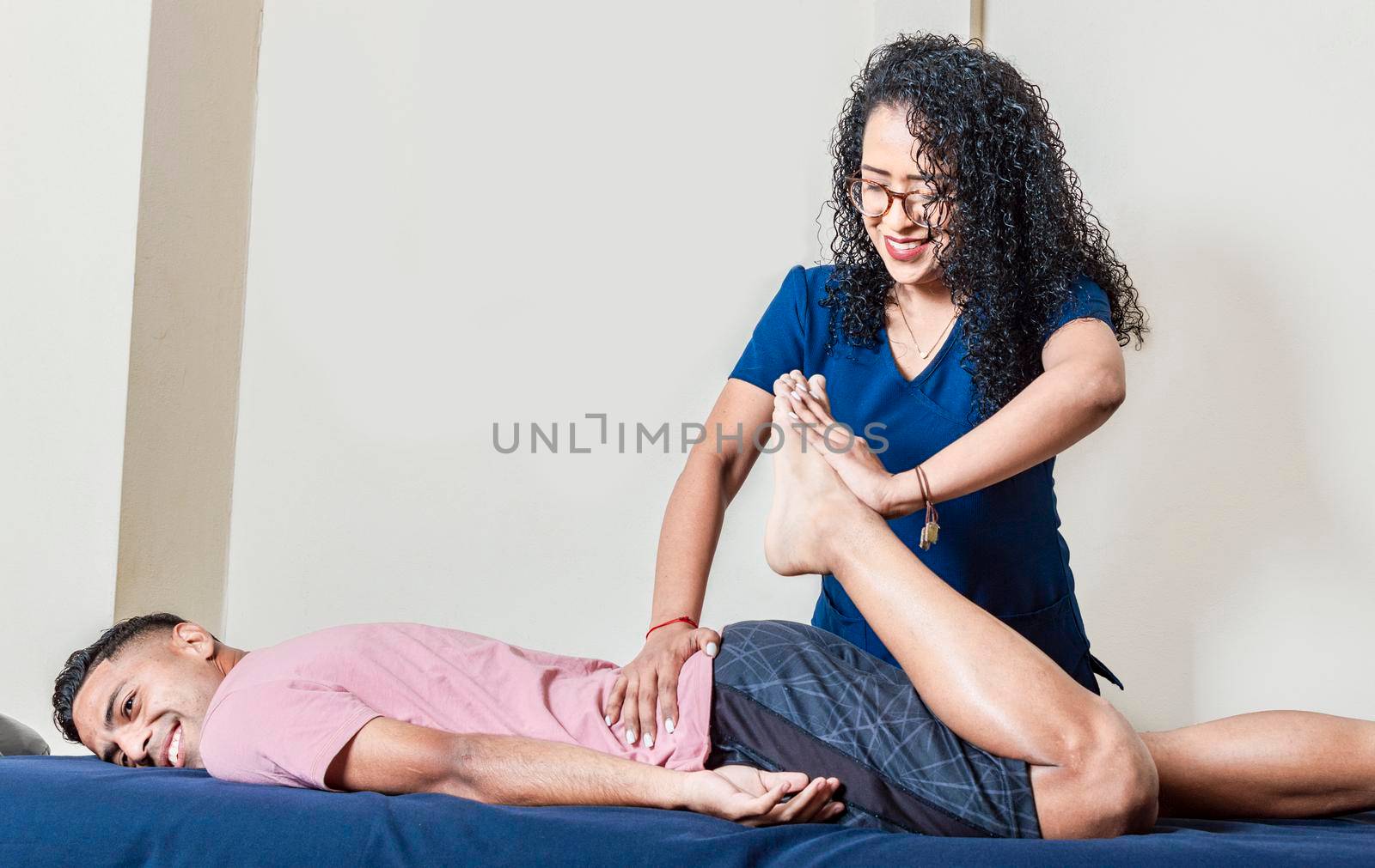 Physiotherapy rehabilitation concept, Physiotherapist with patient, Lumbar Physiotherapy.