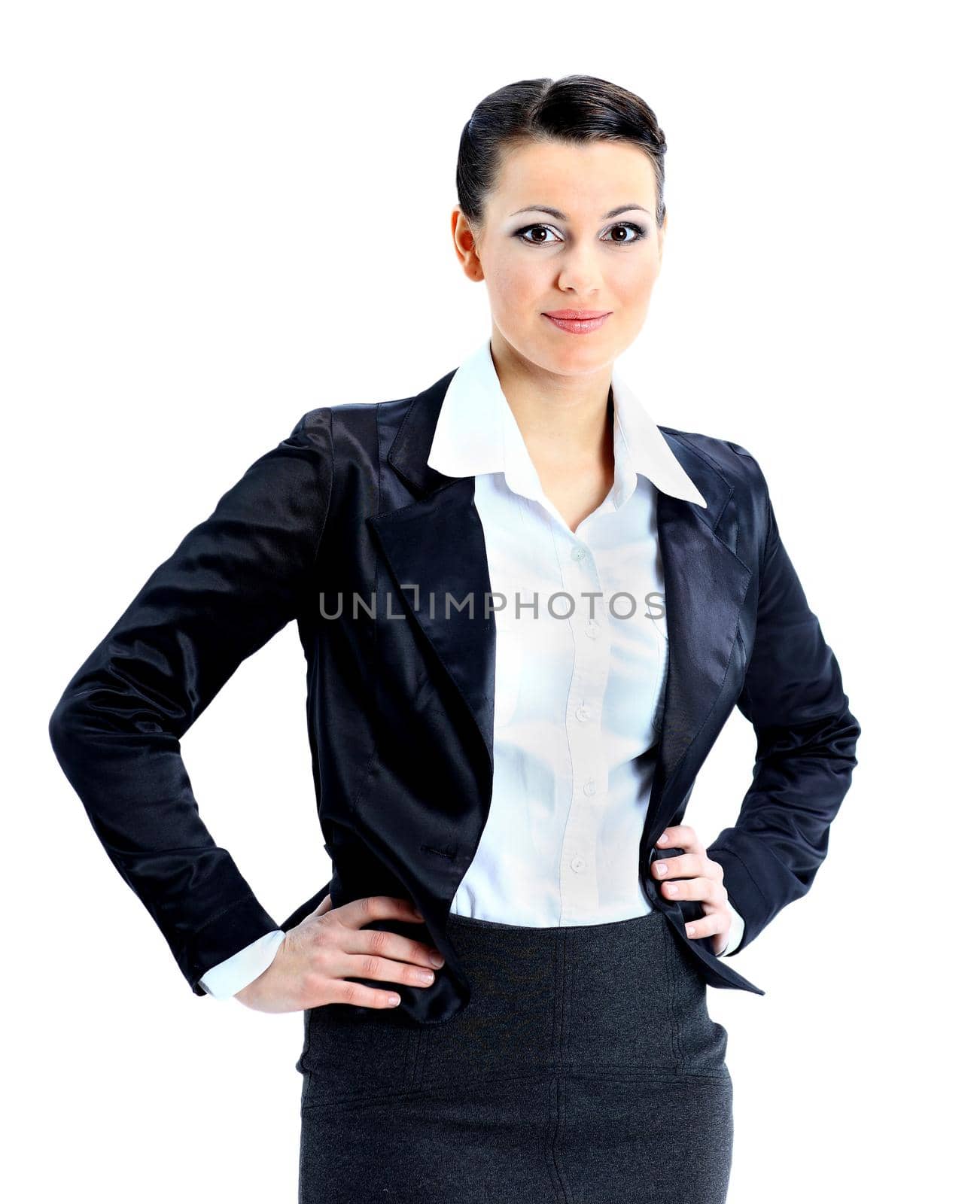 Beautiful business woman nice smiles. isolated on a white background.