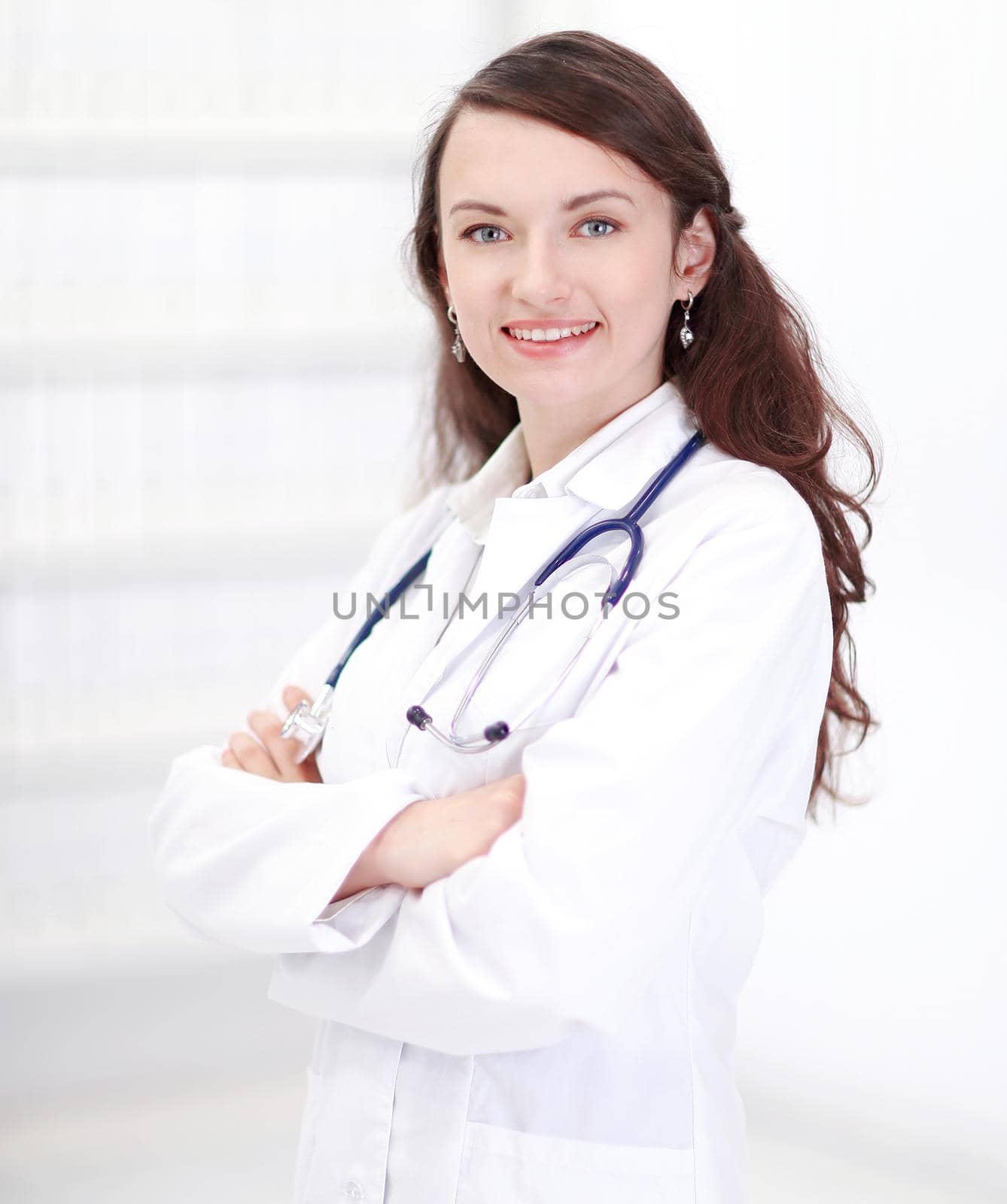 portrait of a female doctor of the therapist.photo with copy space