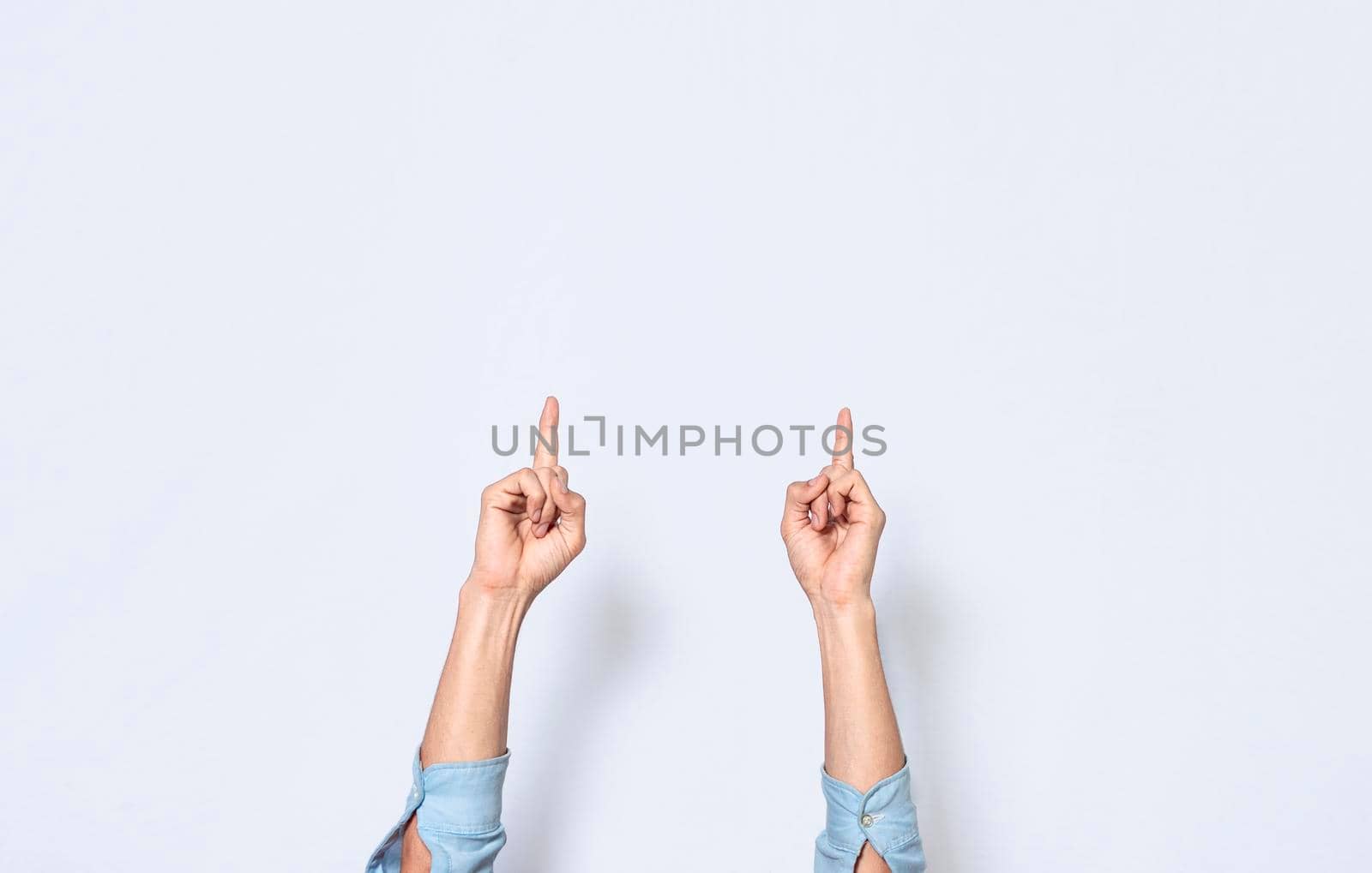 Hands counting one, arms counting one, hand fingers counting one on isolated background, countdown by isaiphoto