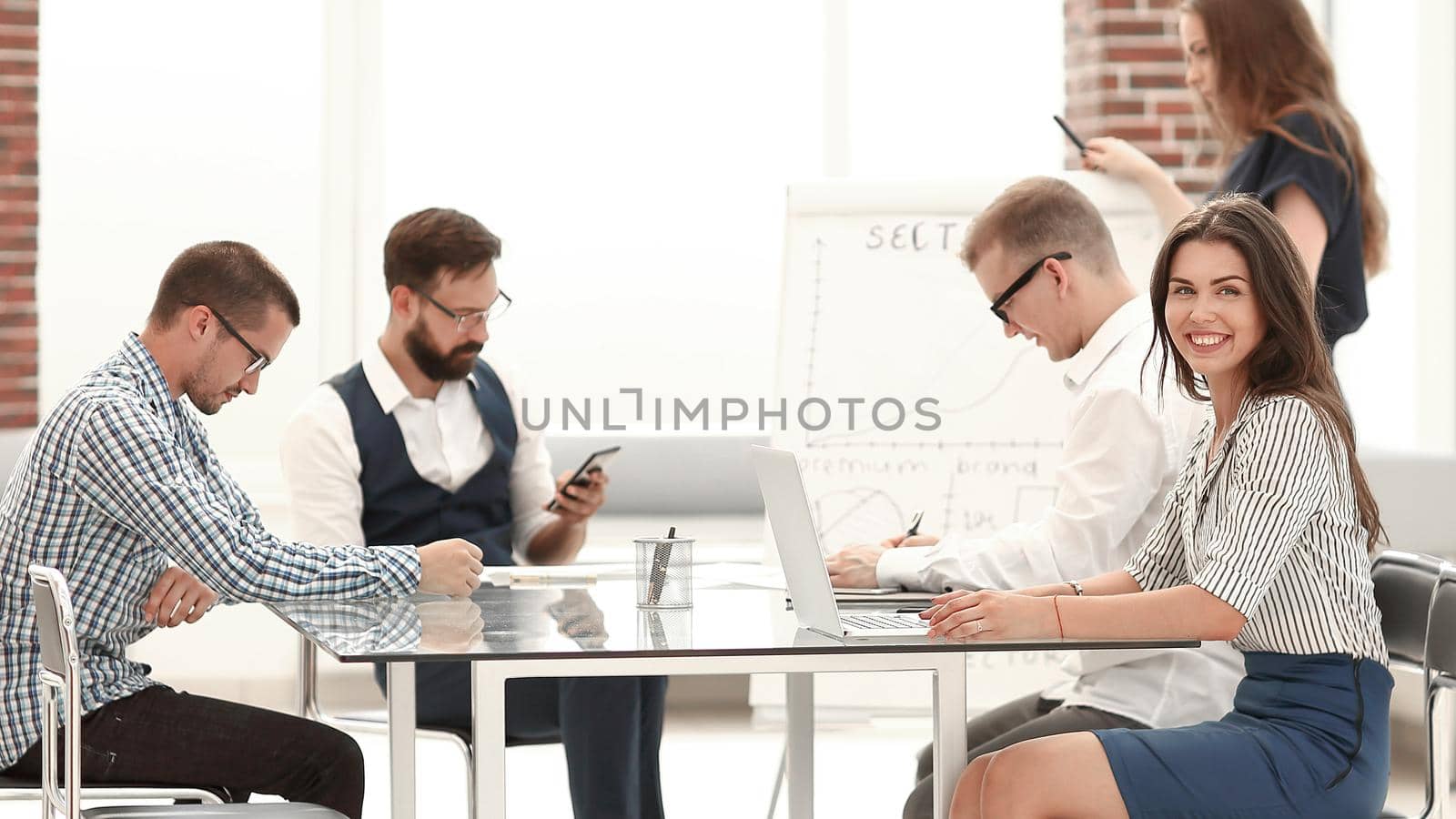 business team at the workplace in the office.the concept of teamwork