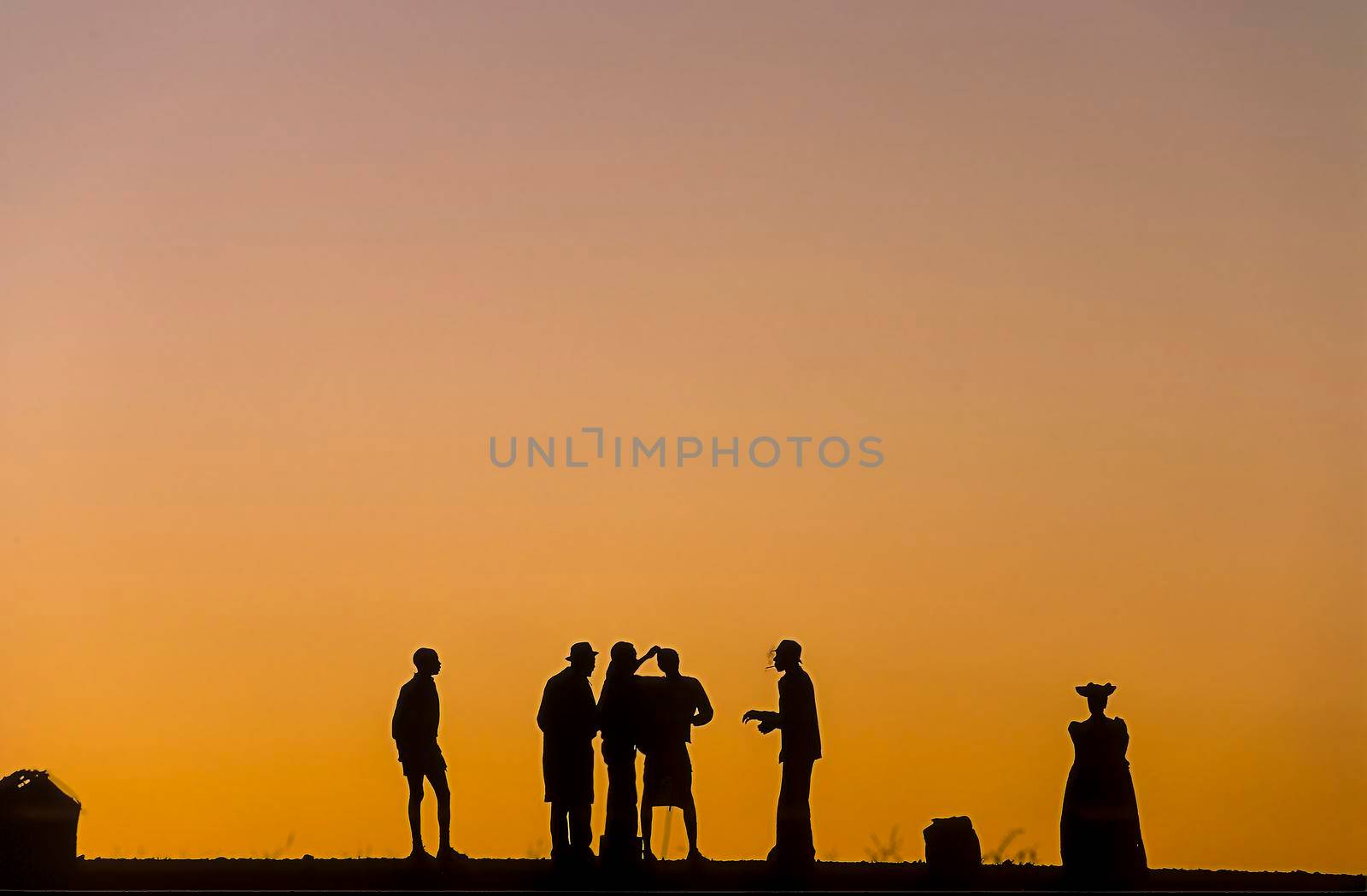 backlight at the sunset of herero people in Kaokoland, Namibia