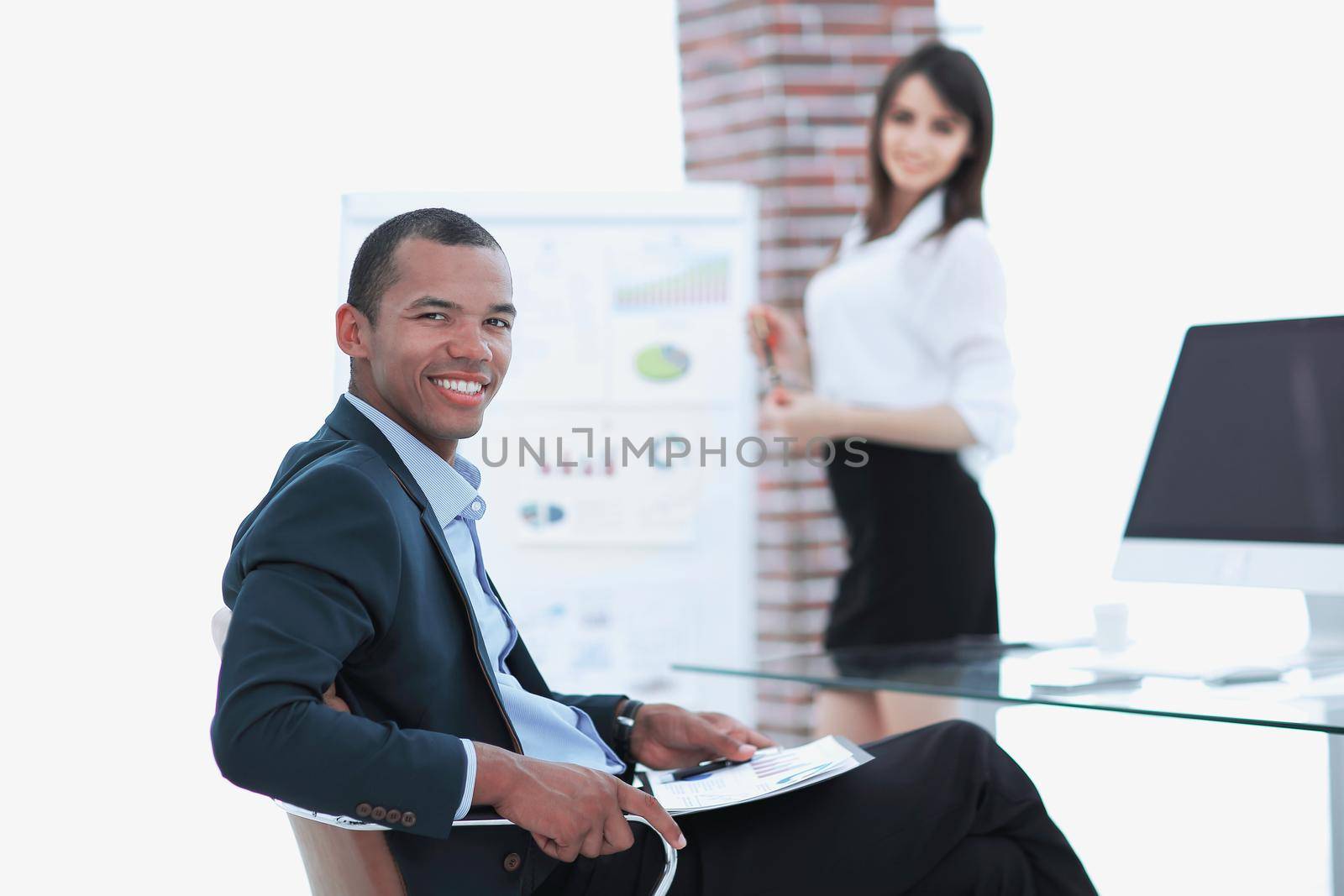 successful businessman before starting the new presentation by SmartPhotoLab