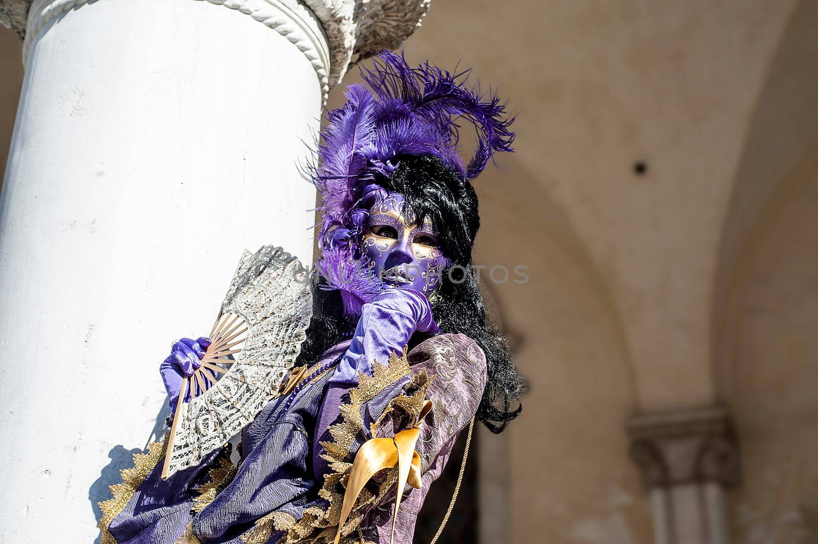 VENICE, ITALY - Febrary 23 2019: The masks of the Venice carnival 2019