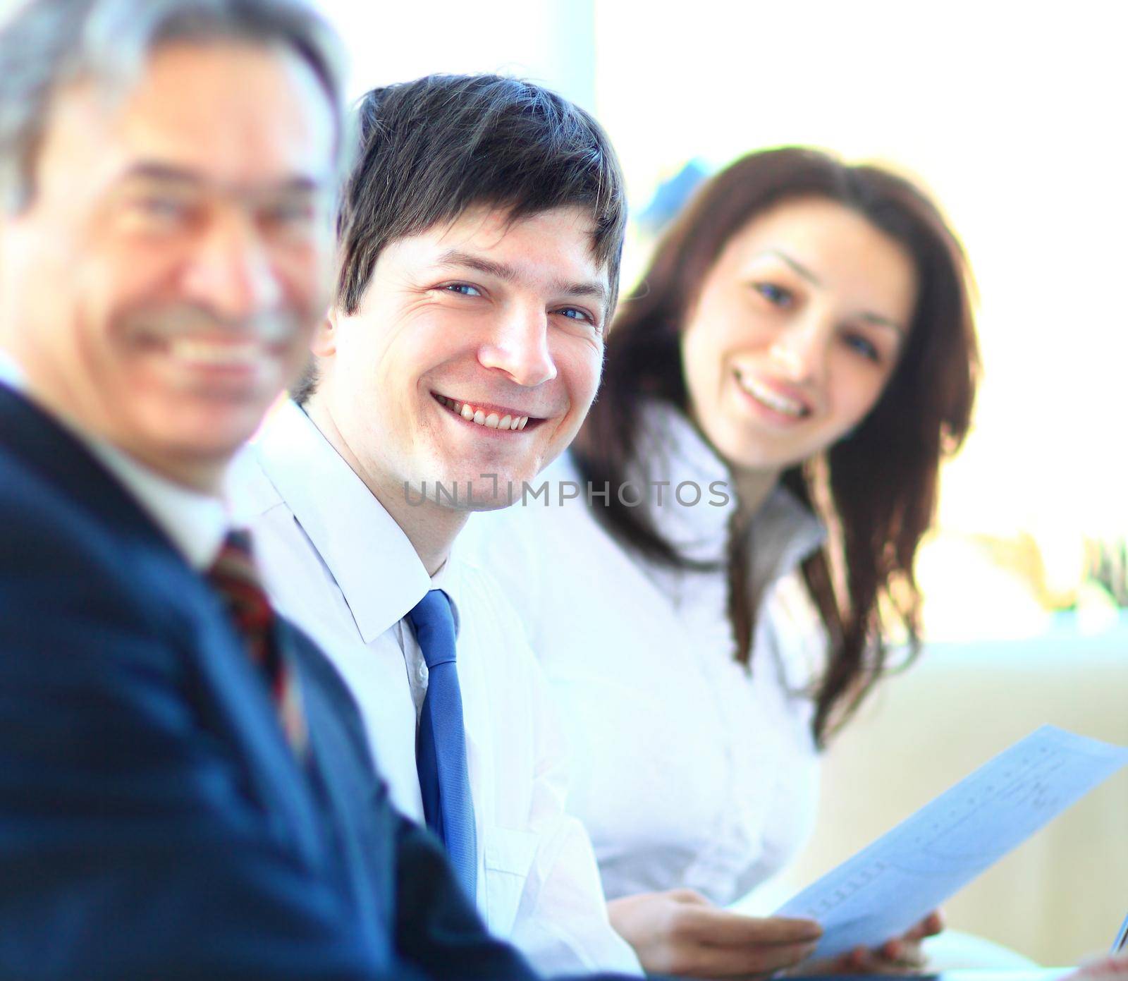 Business team working on their business project together at office