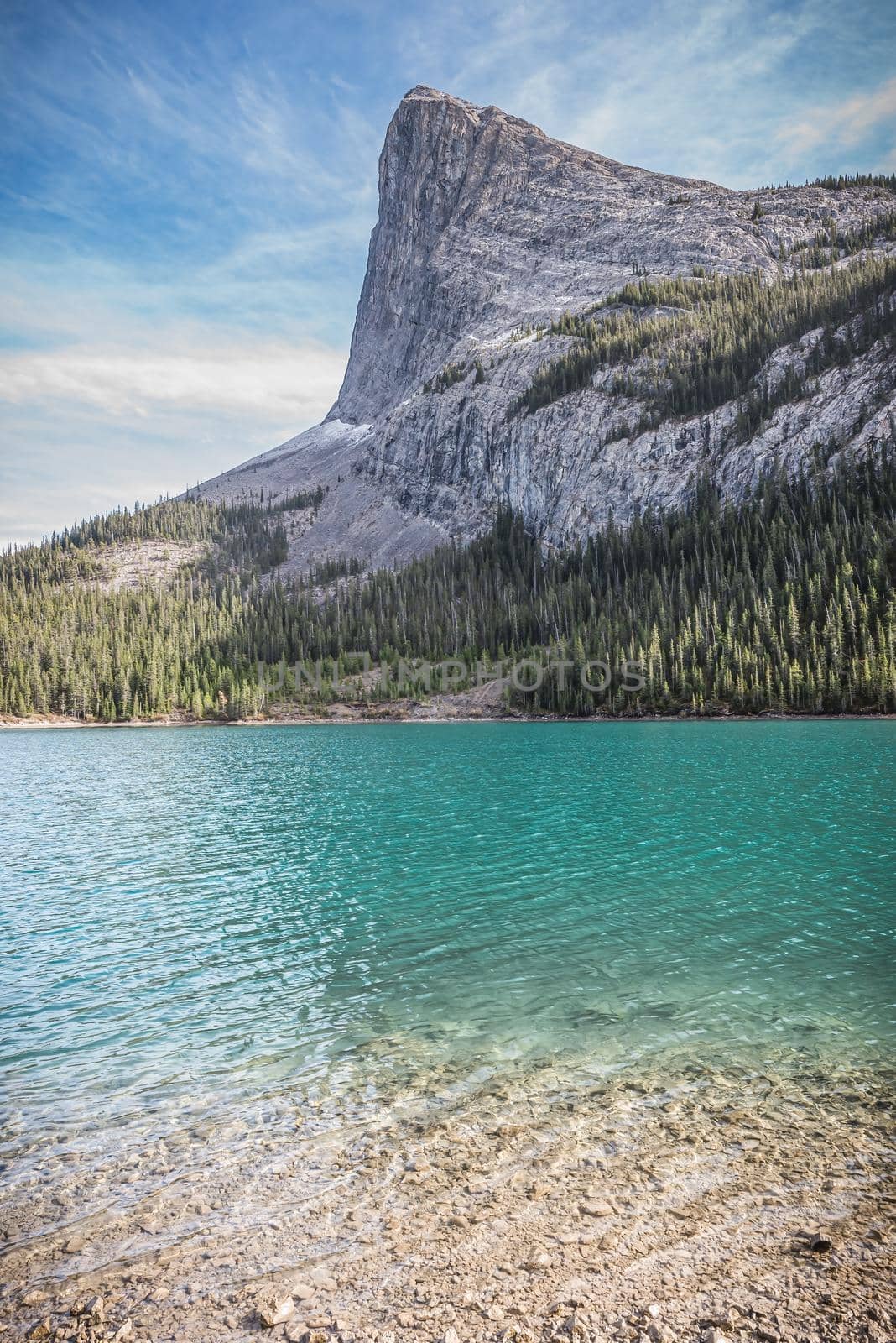 Vivid Canadian blue lake in northern Calgary