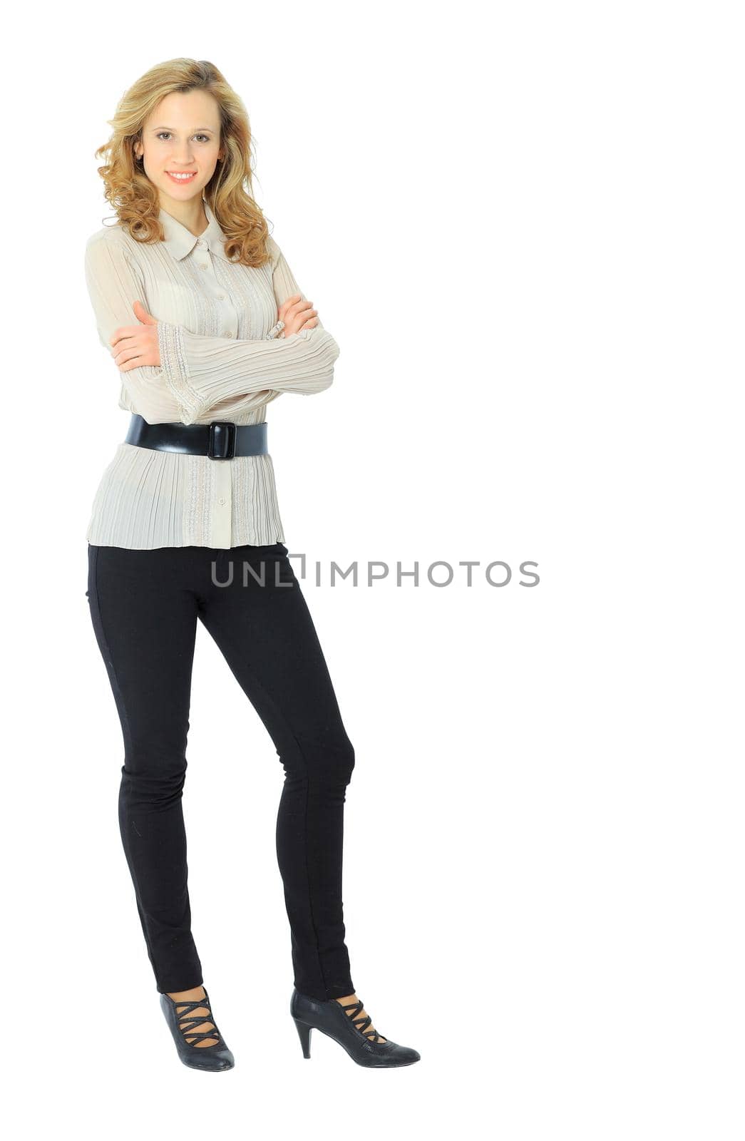 beautiful business woman on a white background