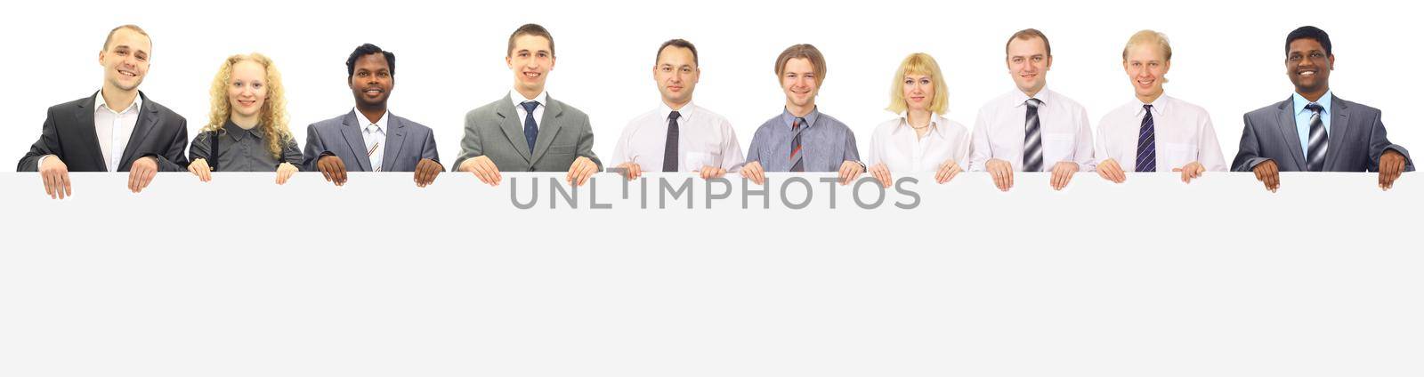 Large group of young smiling business people. Over white background by SmartPhotoLab