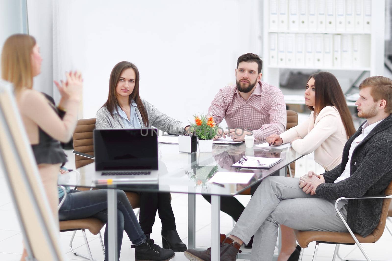 business team discussing the presentation of a new business project.