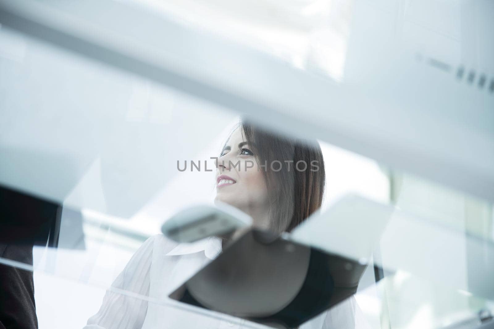 bottom view. businessman reading working papers