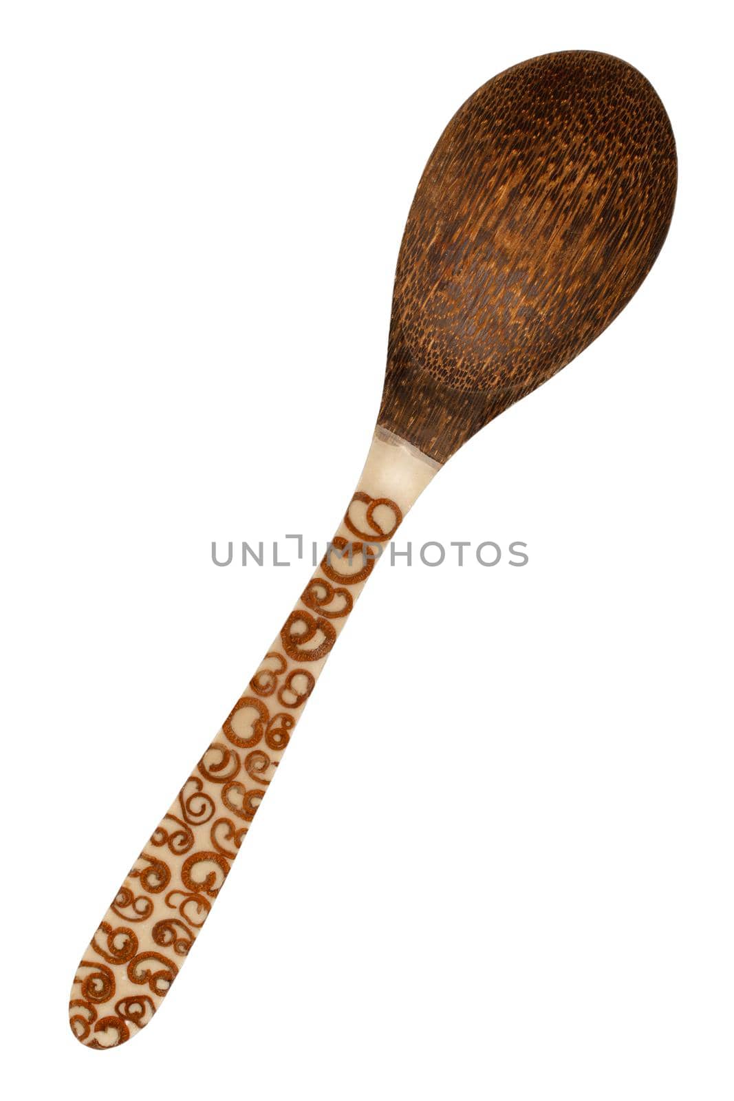 Wooden asian spoon isolated on white background