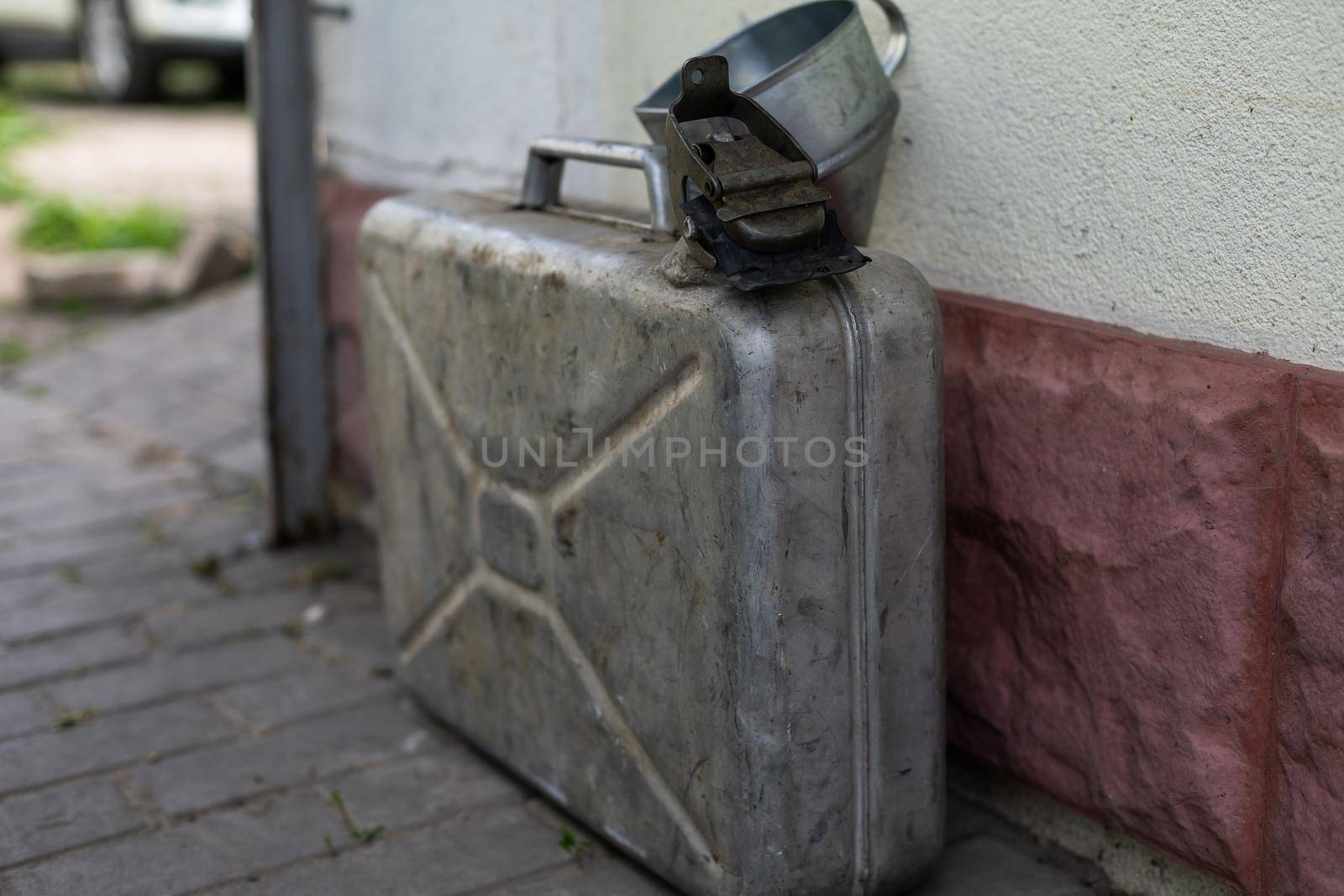 fuel canister and watering can.