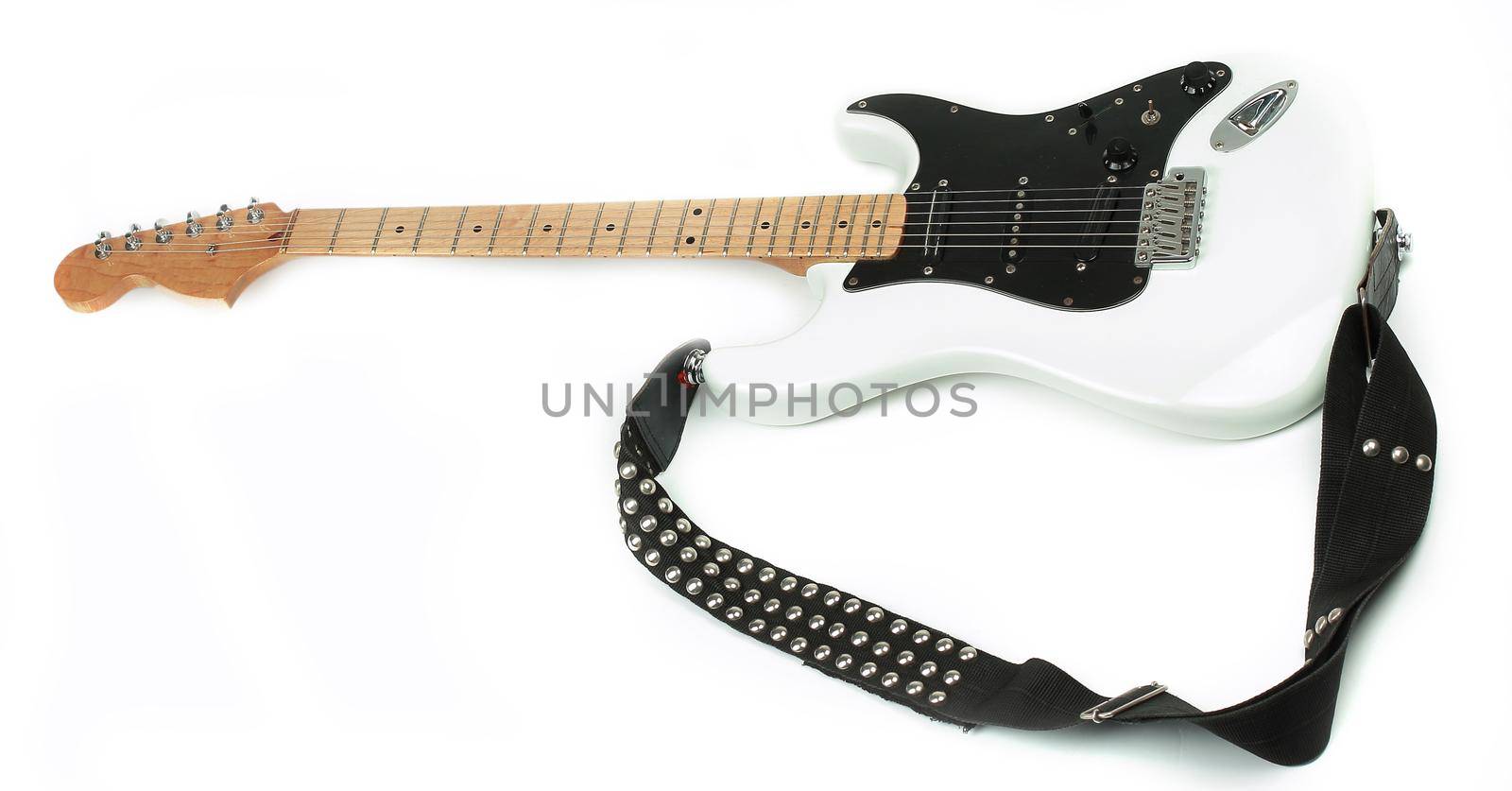 closeup. modern electric guitar on a white background. by SmartPhotoLab